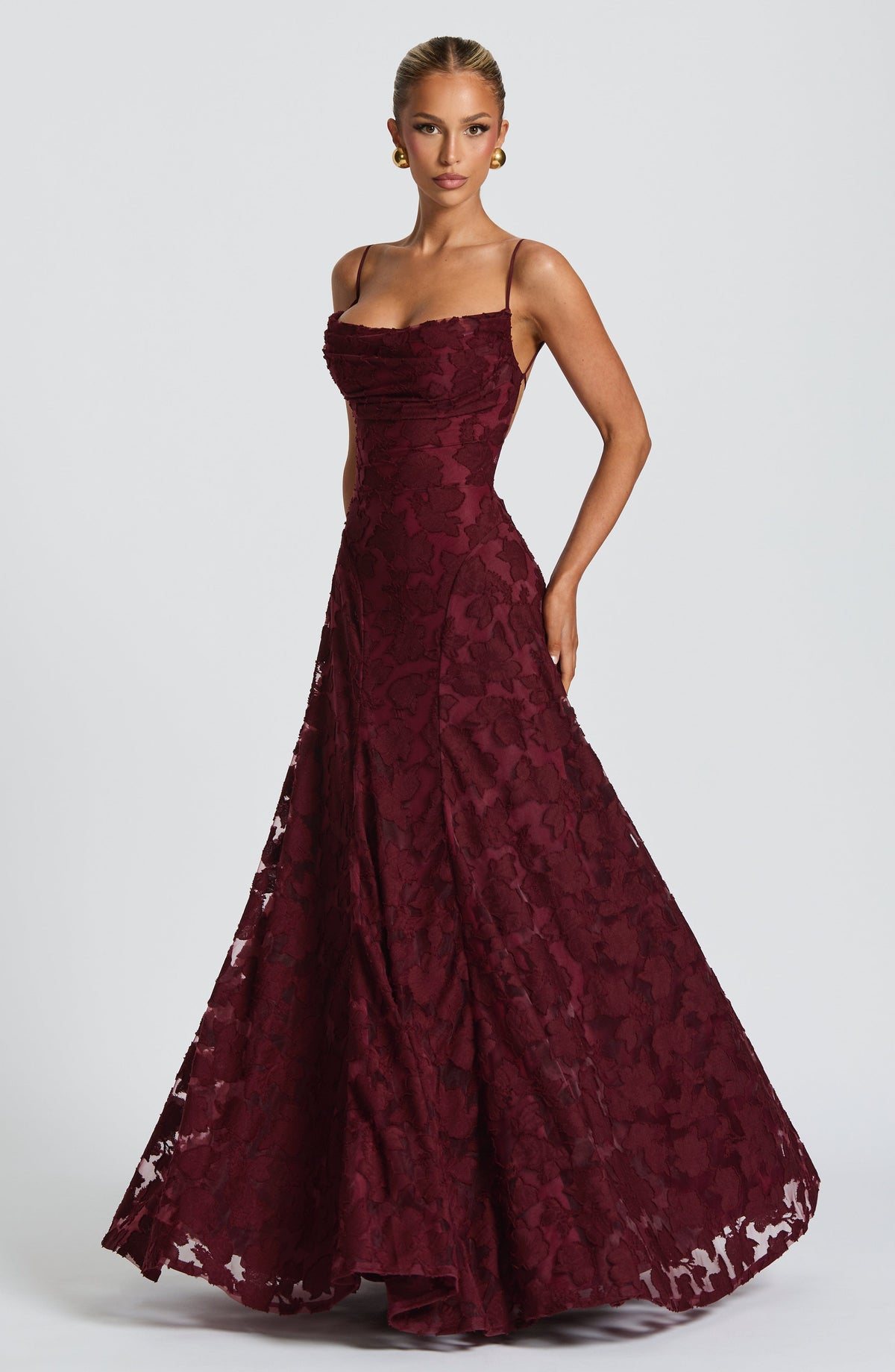 Flourenne Francine Maxi Dress in Cherry Lacquer