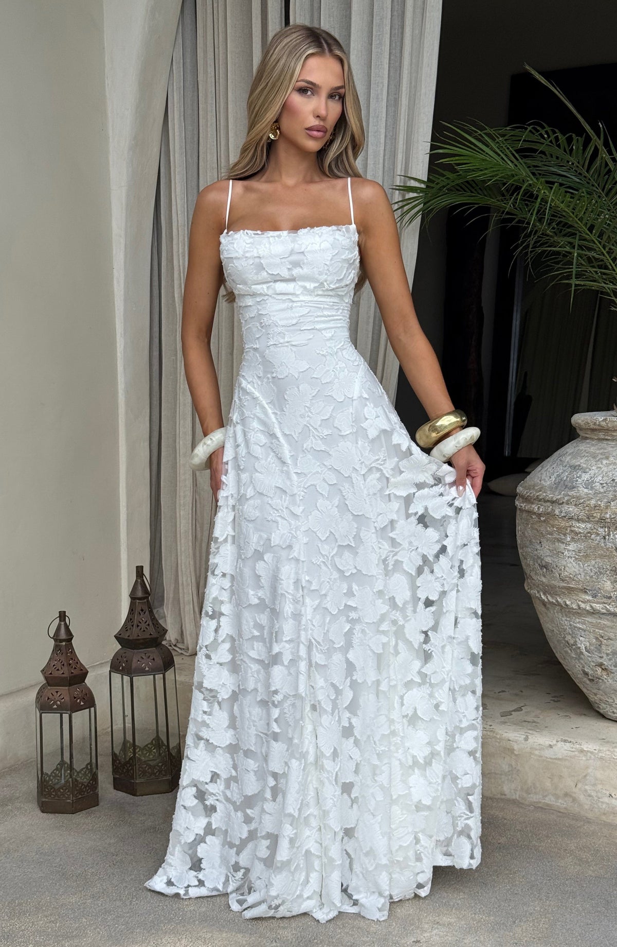 Flourenne Francine Maxi Dress in Ivory