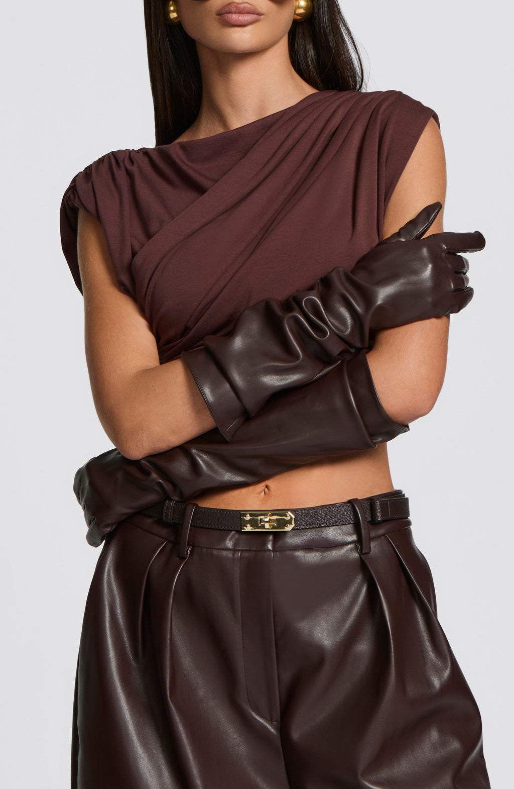 Flourenne Frannie Gloves in Plum Brown