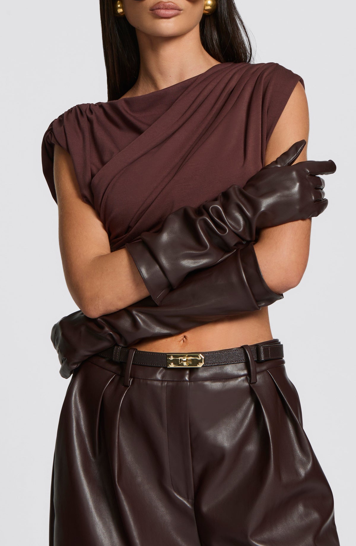 Flourenne Frannie Gloves in Plum Brown