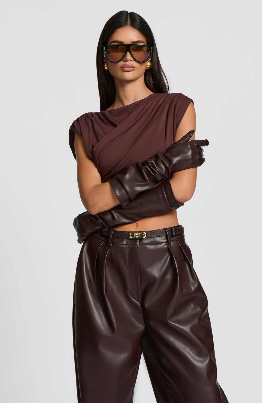 Flourenne Frannie Gloves in Plum Brown