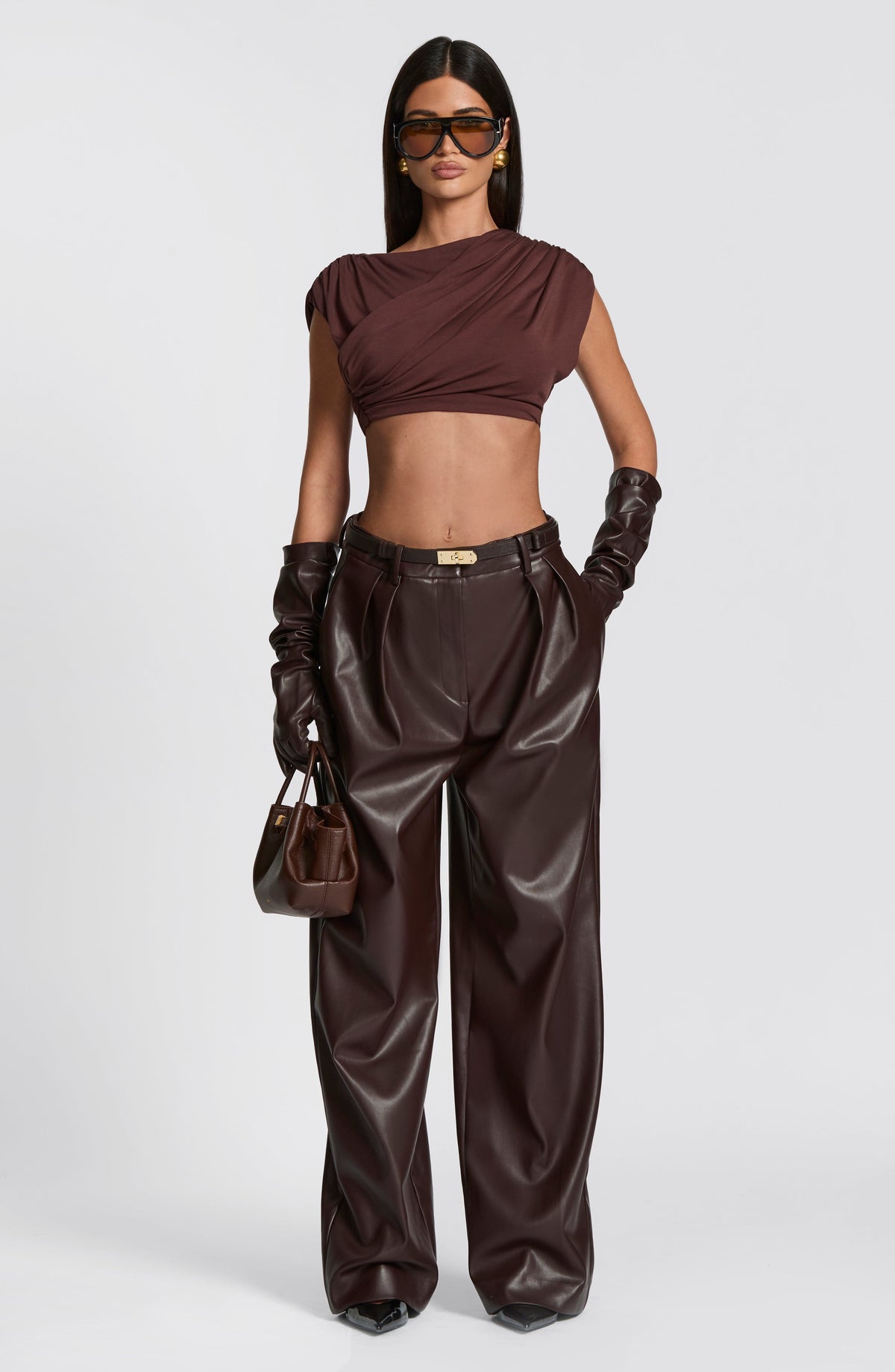 Flourenne Frannie Gloves in Plum Brown