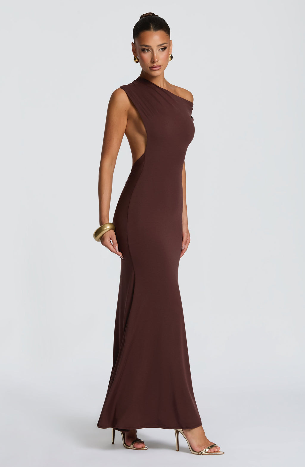 Flourenne Fyora Maxi Dress in Plum Brown