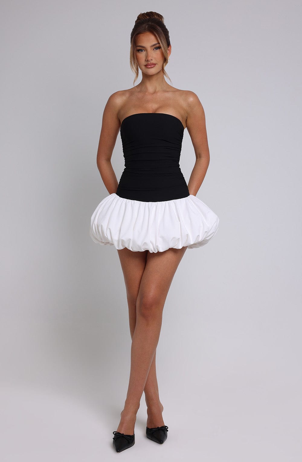 Flourenne Gemina Mini Dress in Black/White