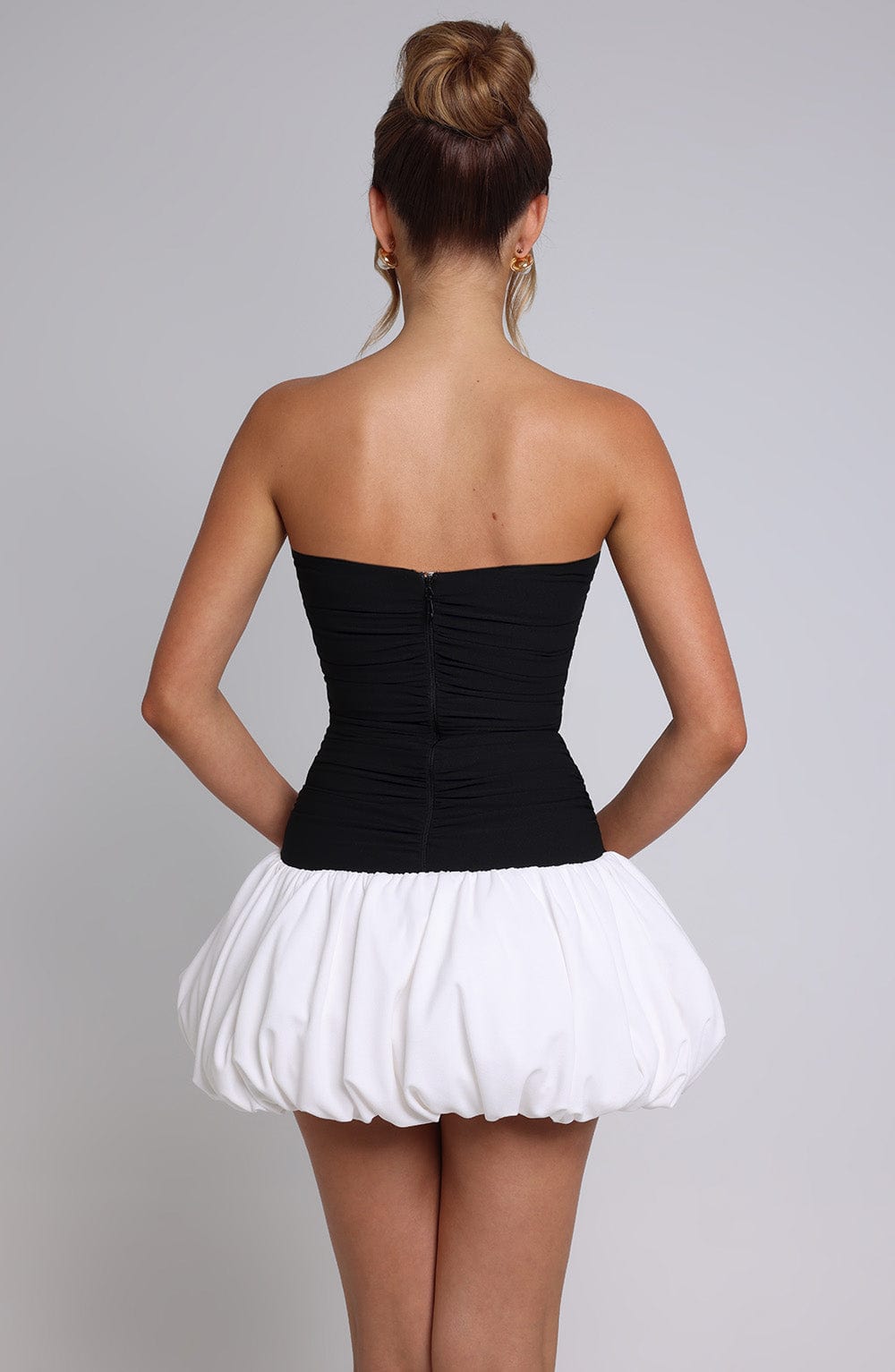 Flourenne Gemina Mini Dress in Black/White