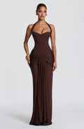 Flourenne Giana Maxi Dress in Plum Brown