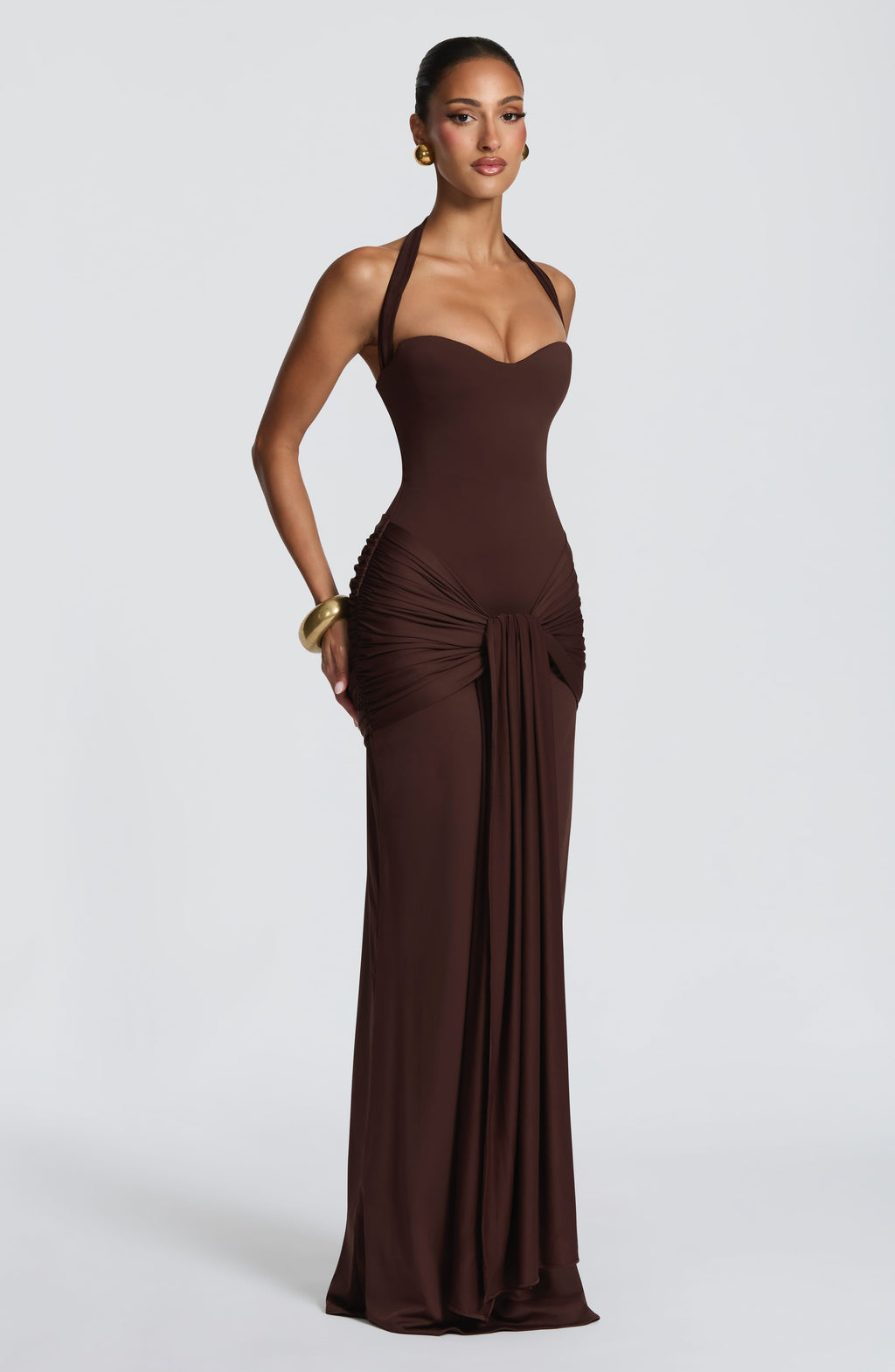 Flourenne Giana Maxi Dress in Plum Brown