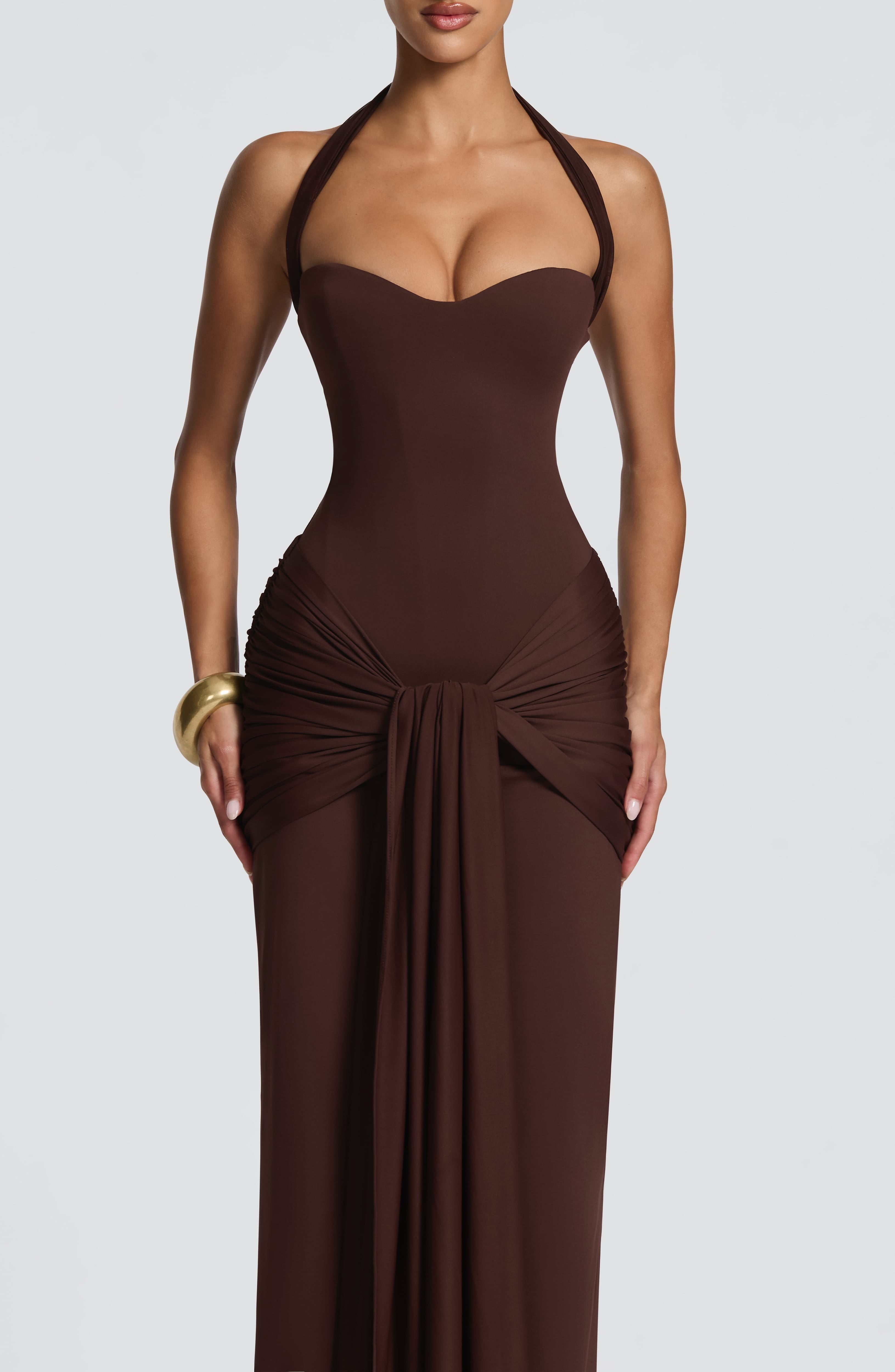 Flourenne Giana Maxi Dress in Plum Brown