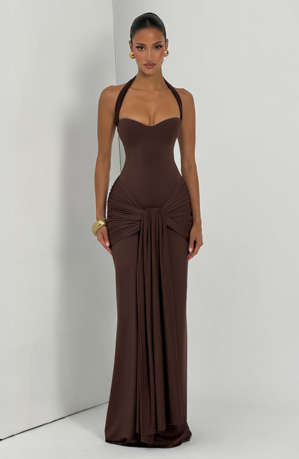 Flourenne Giana Maxi Dress in Plum Brown