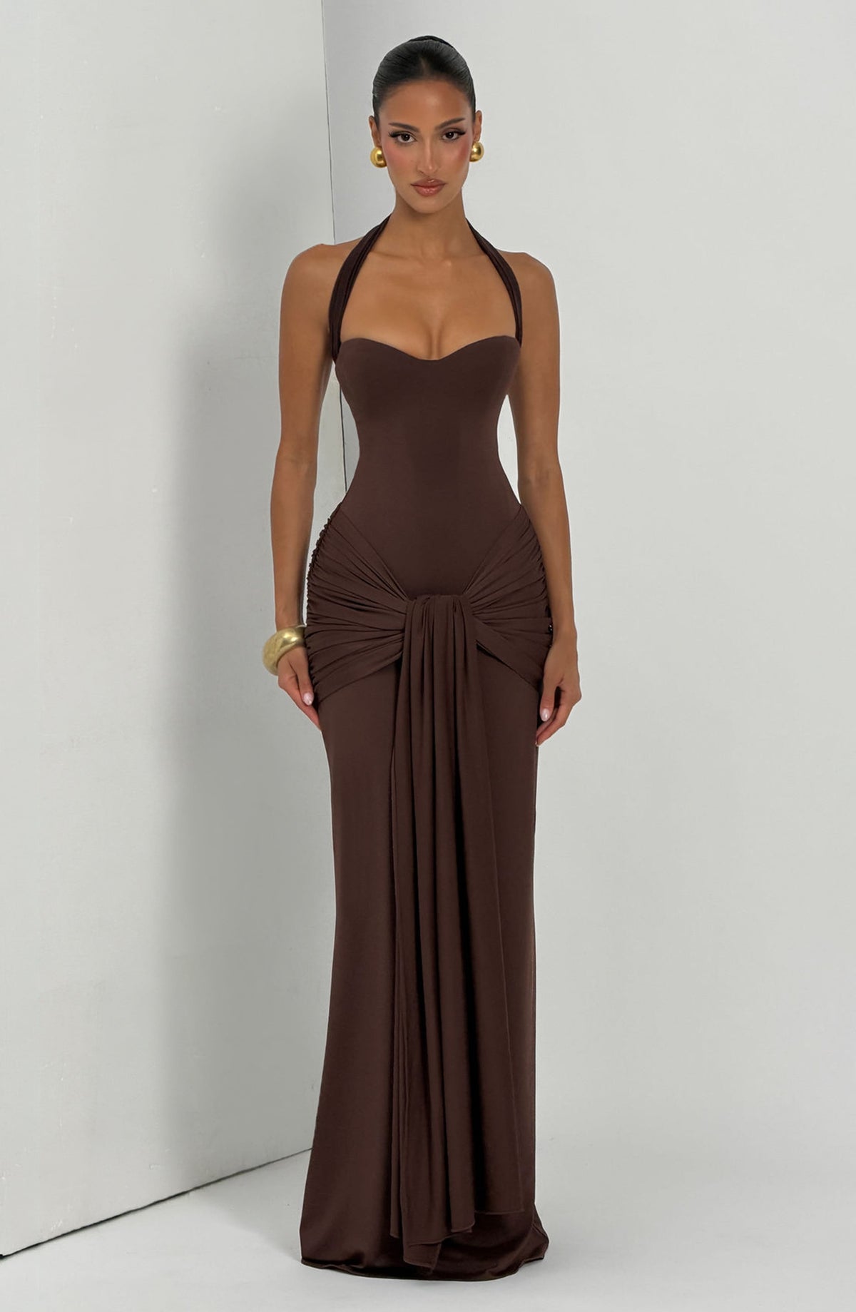 Flourenne Giana Maxi Dress in Plum Brown