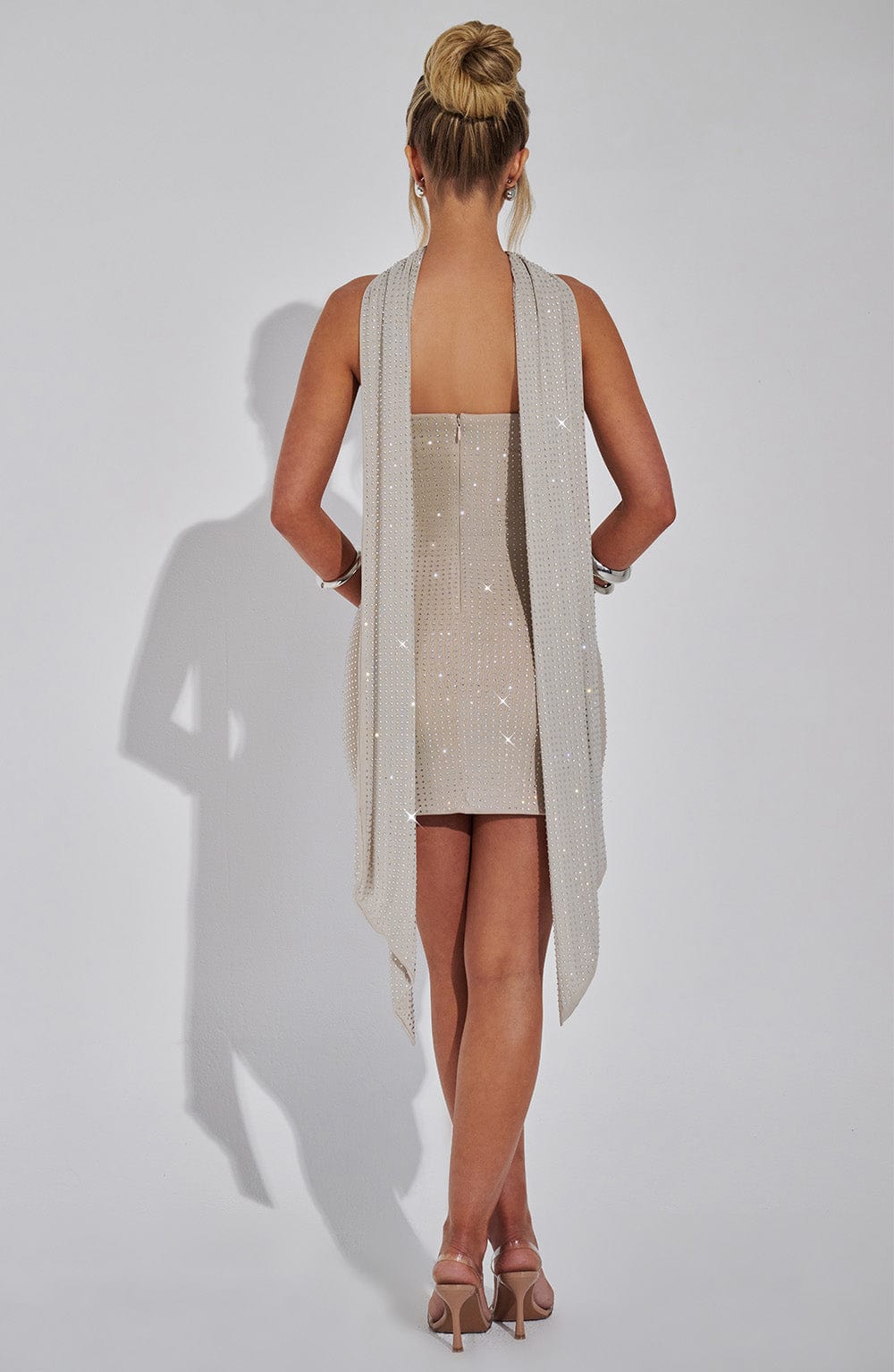 Flourenne Ginella Scarf in Silver/Nude