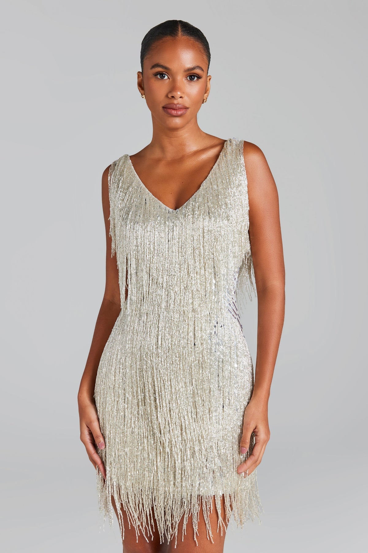 Flourenne Ginevra Mini Dress in Silver