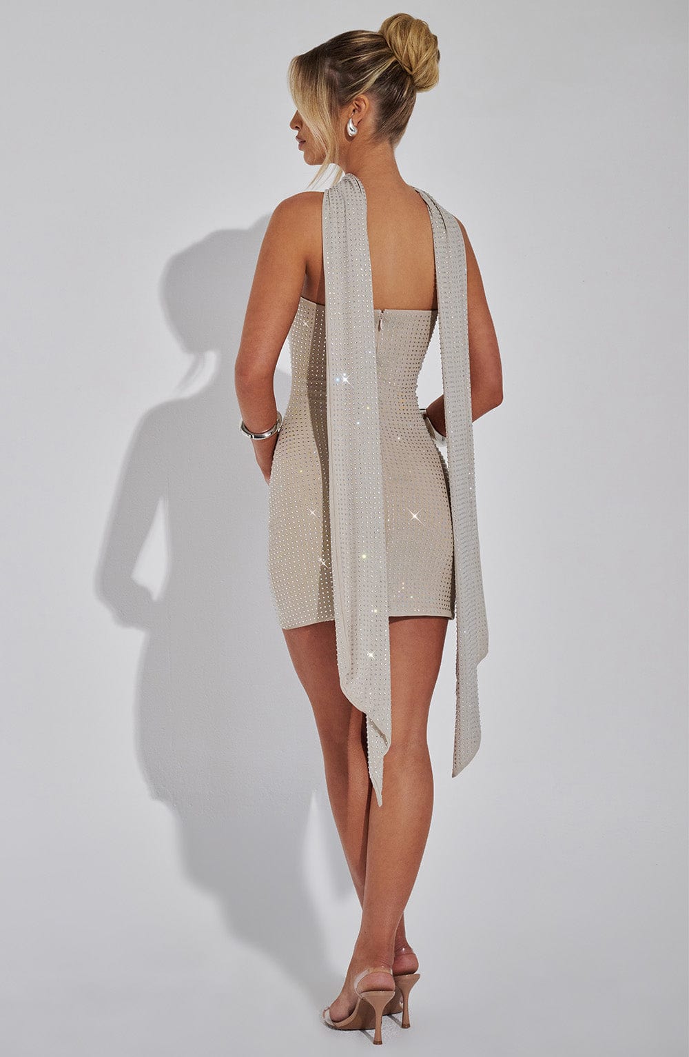 Flourenne Ginnia Mini Dress in Silver/Nude