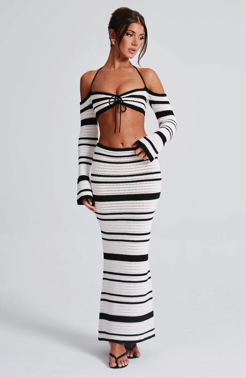 Flourenne Giorgia Maxi Skirt in Black/White
