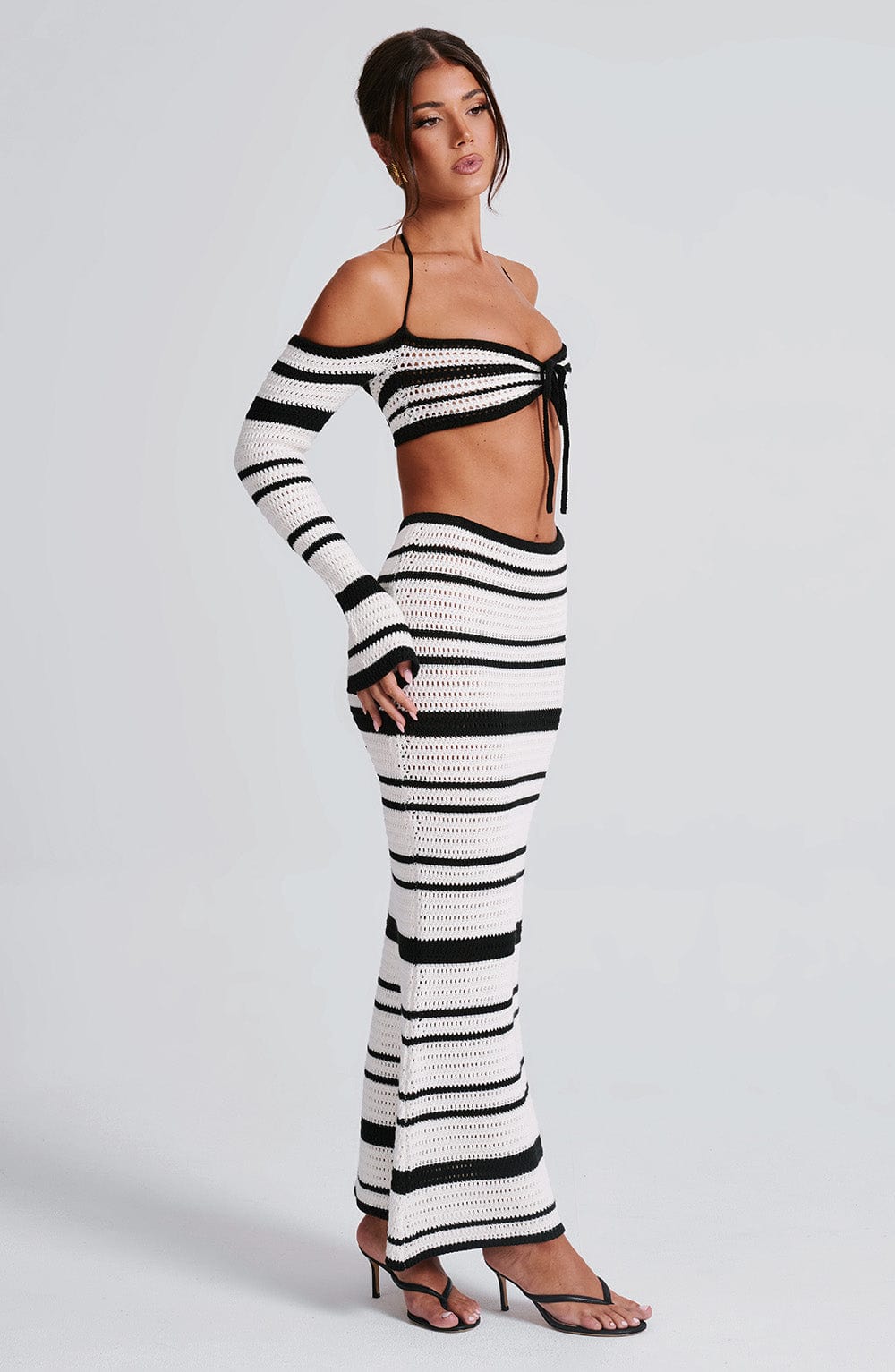 Flourenne Giorgia Maxi Skirt in Black/White