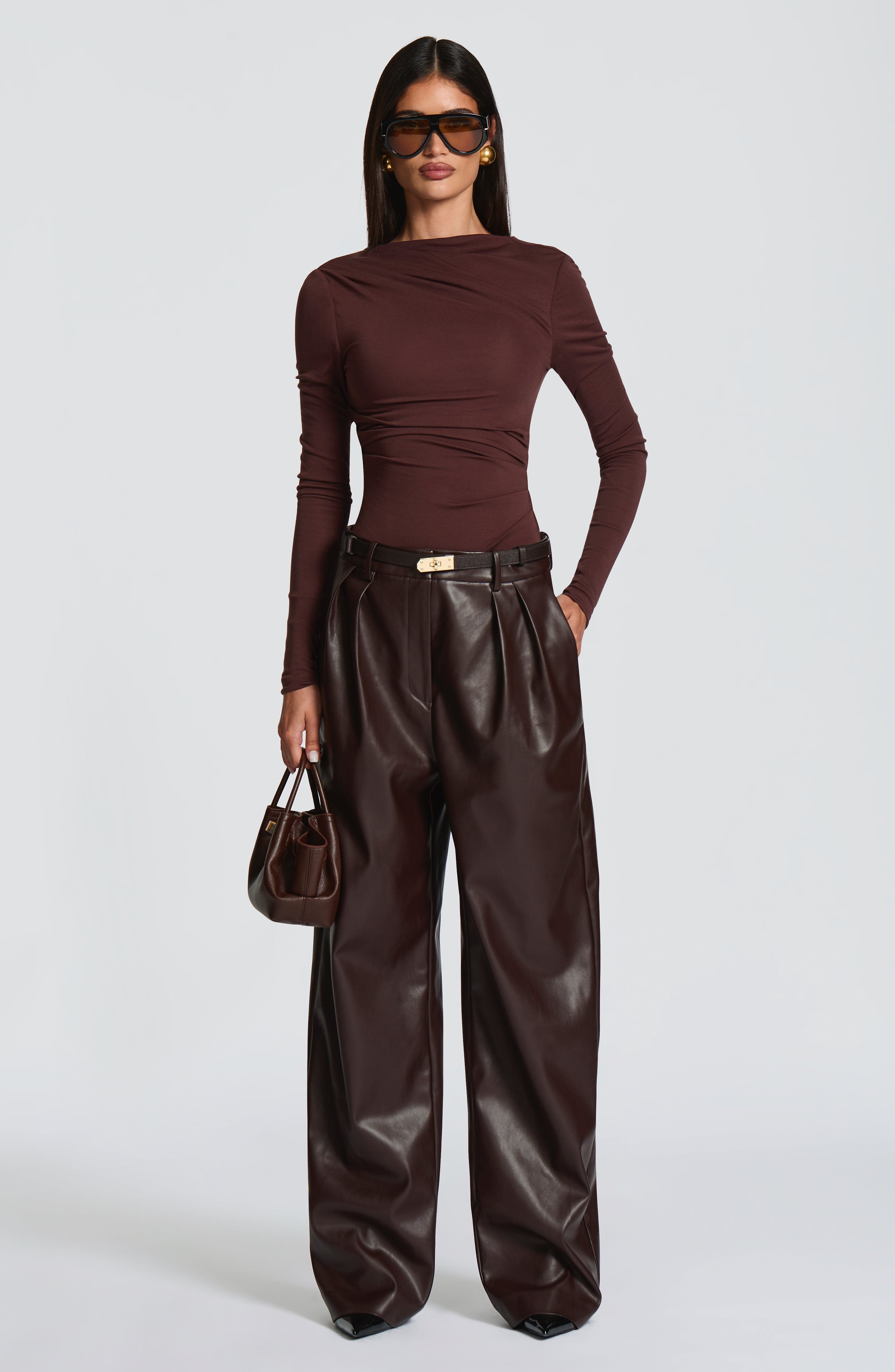 Flourenne Glenna Pants in Plum Brown