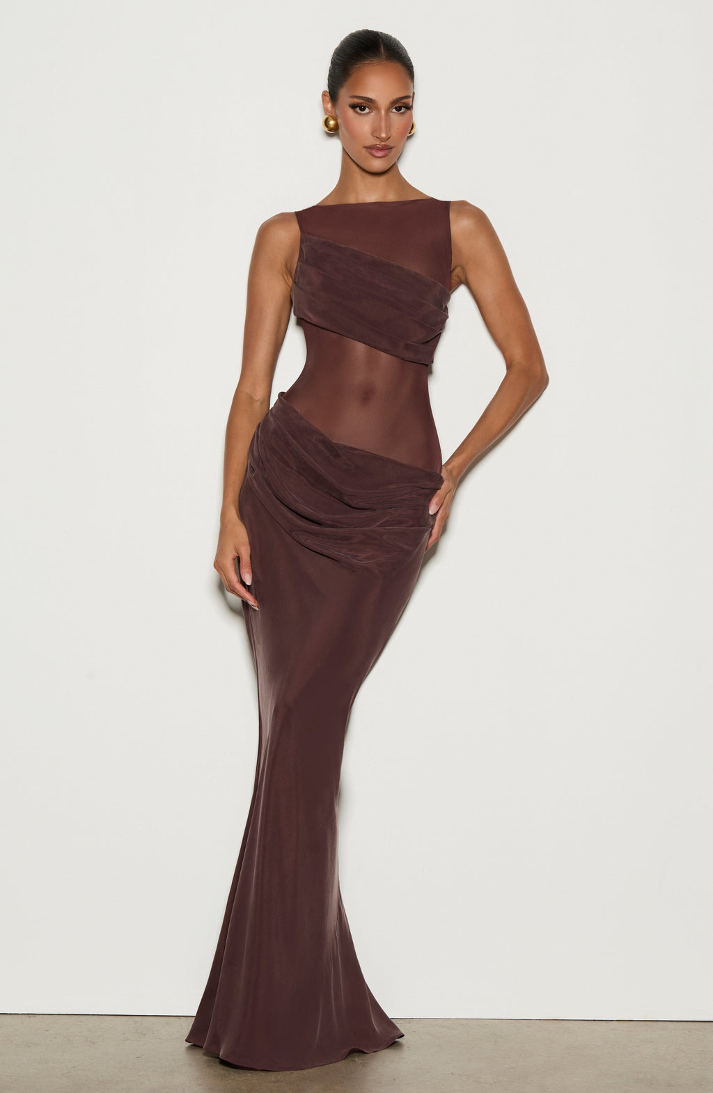 Flourenne Gracelle Maxi Dress in Plum Brown