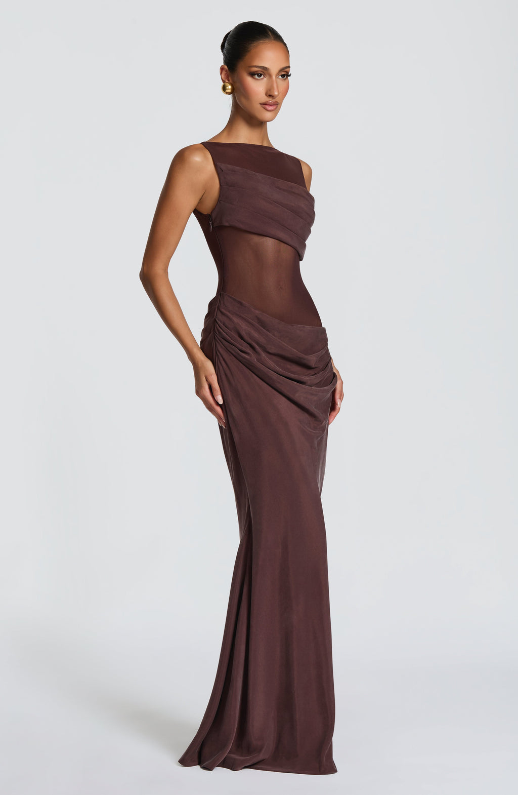 Flourenne Gracelle Maxi Dress in Plum Brown