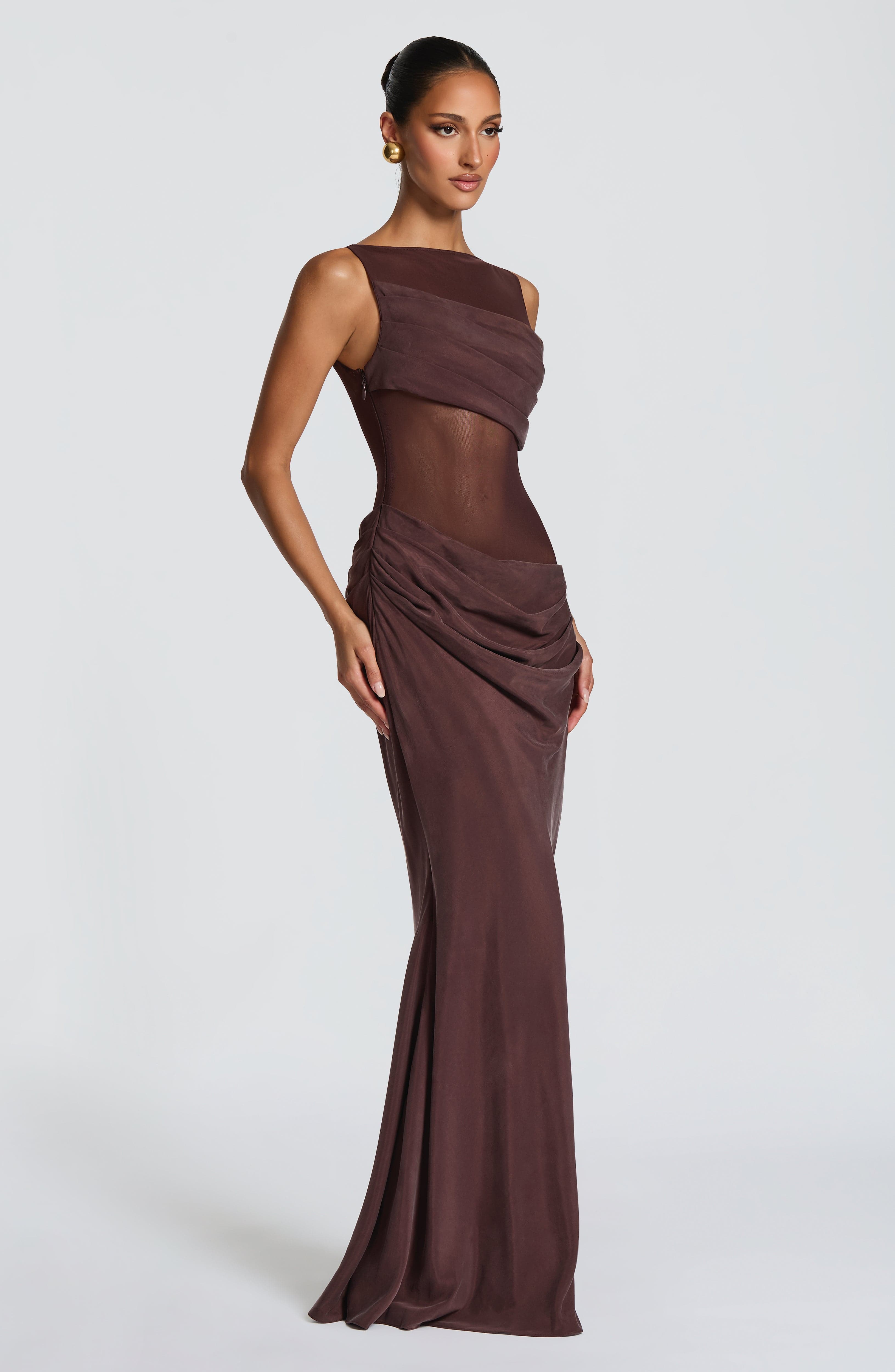 Flourenne Gracelle Maxi Dress in Plum Brown