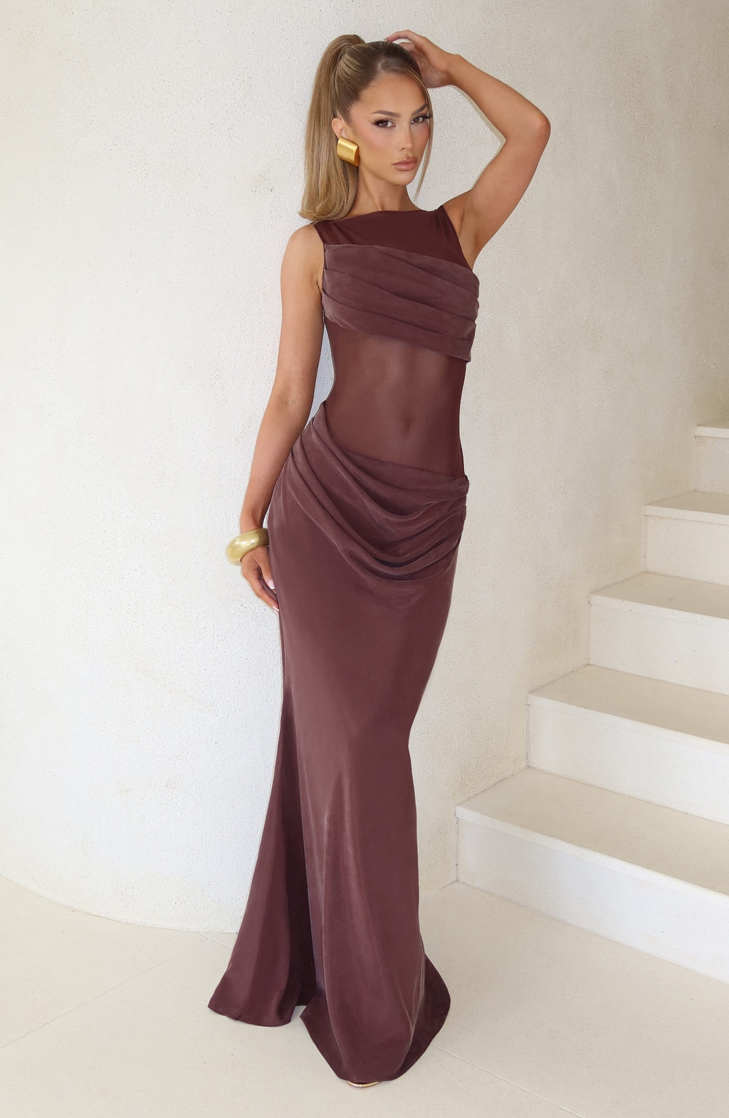 Flourenne Gracelle Maxi Dress in Plum Brown