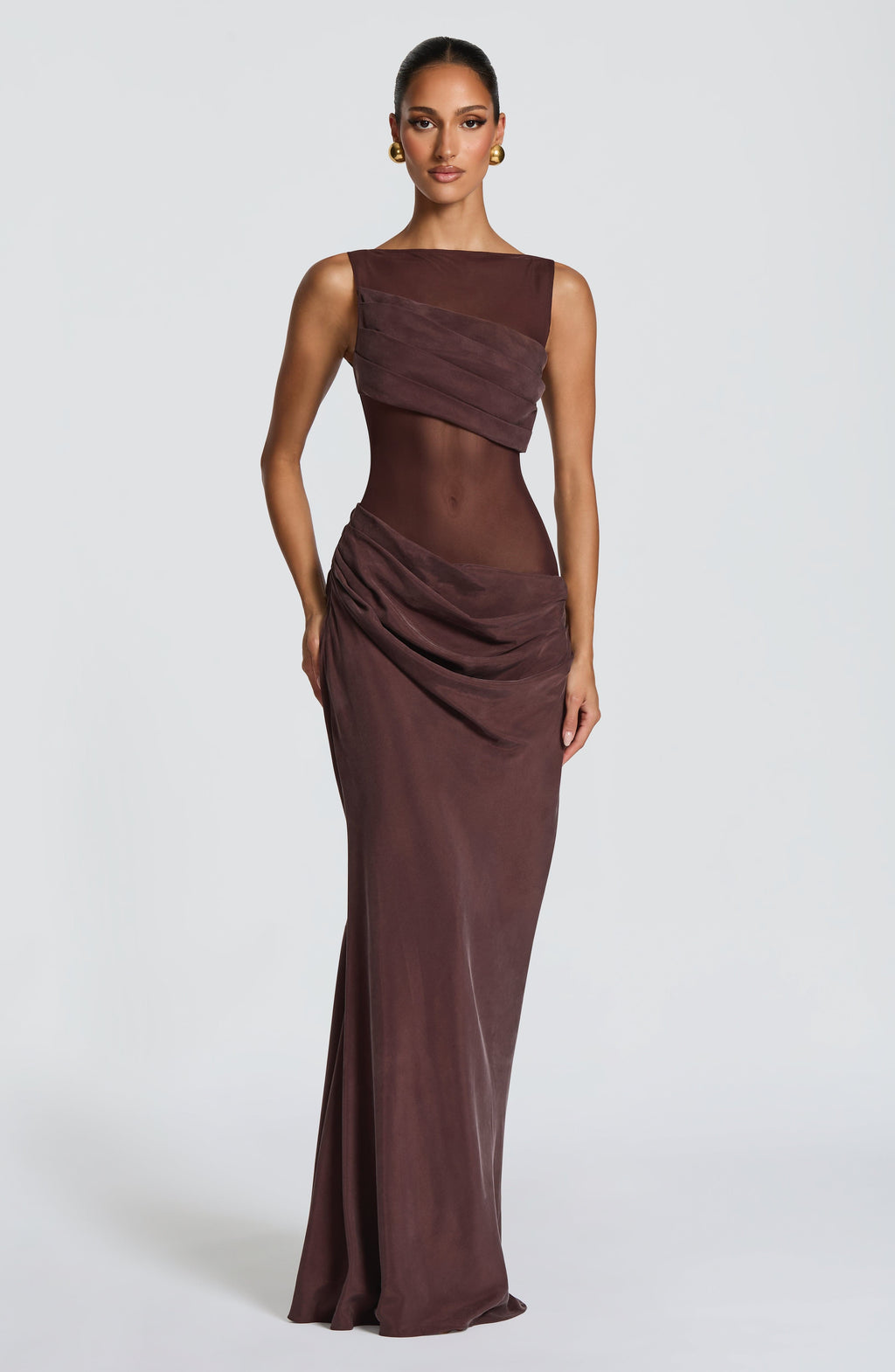 Flourenne Gracelle Maxi Dress in Plum Brown