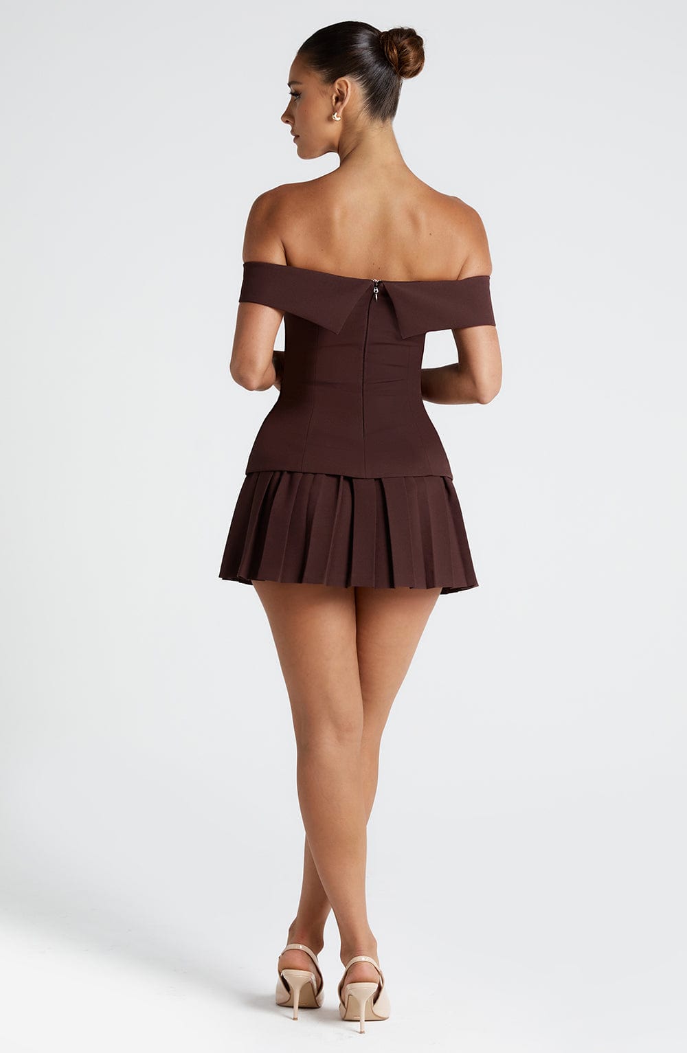 Flourenne Gretchel Mini Skirt in Plum Brown