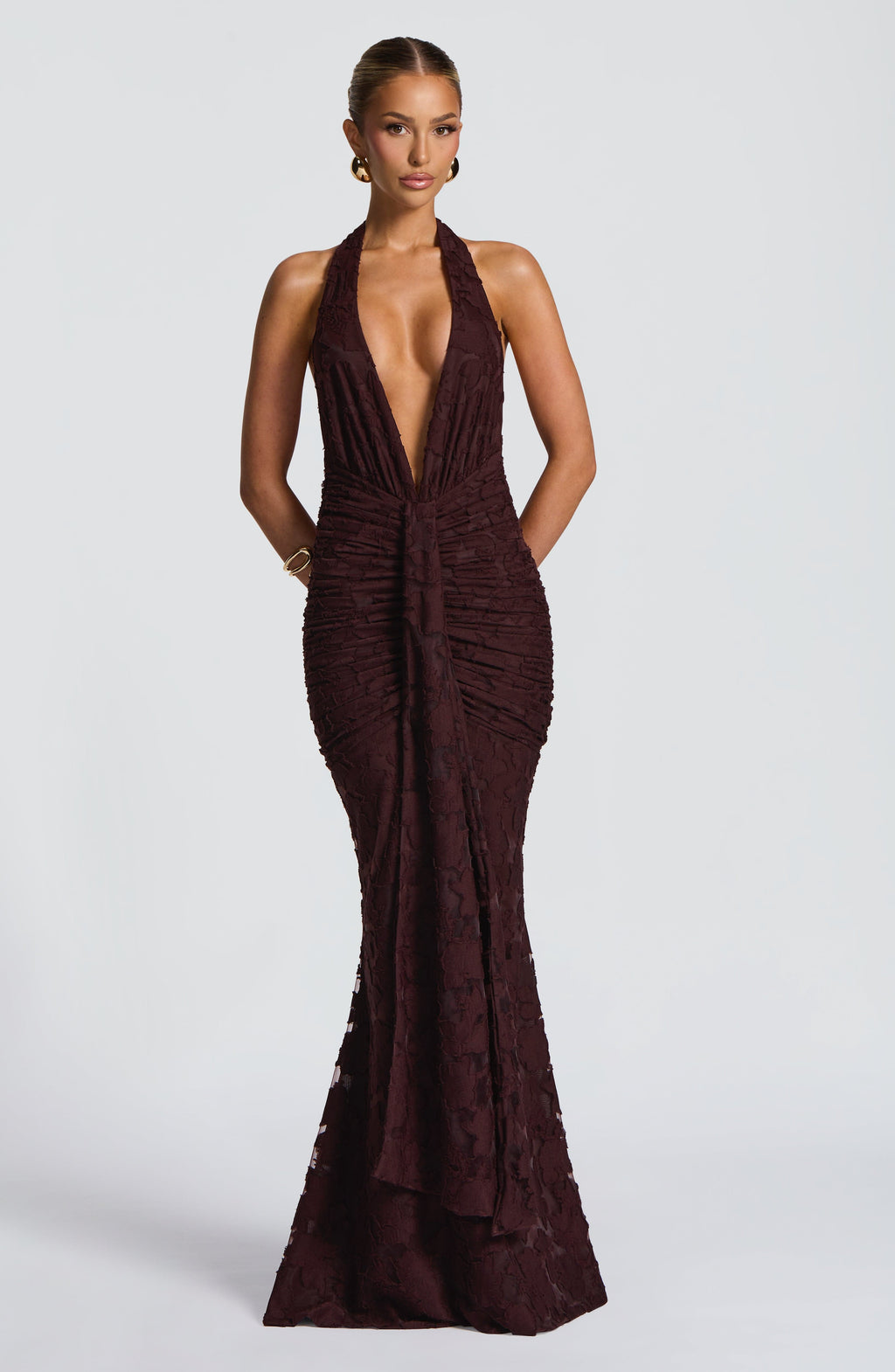Flourenne Guinevra Maxi Dress in Plum Brown