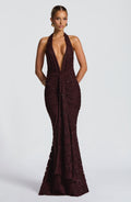 Flourenne Guinevra Maxi Dress in Plum Brown
