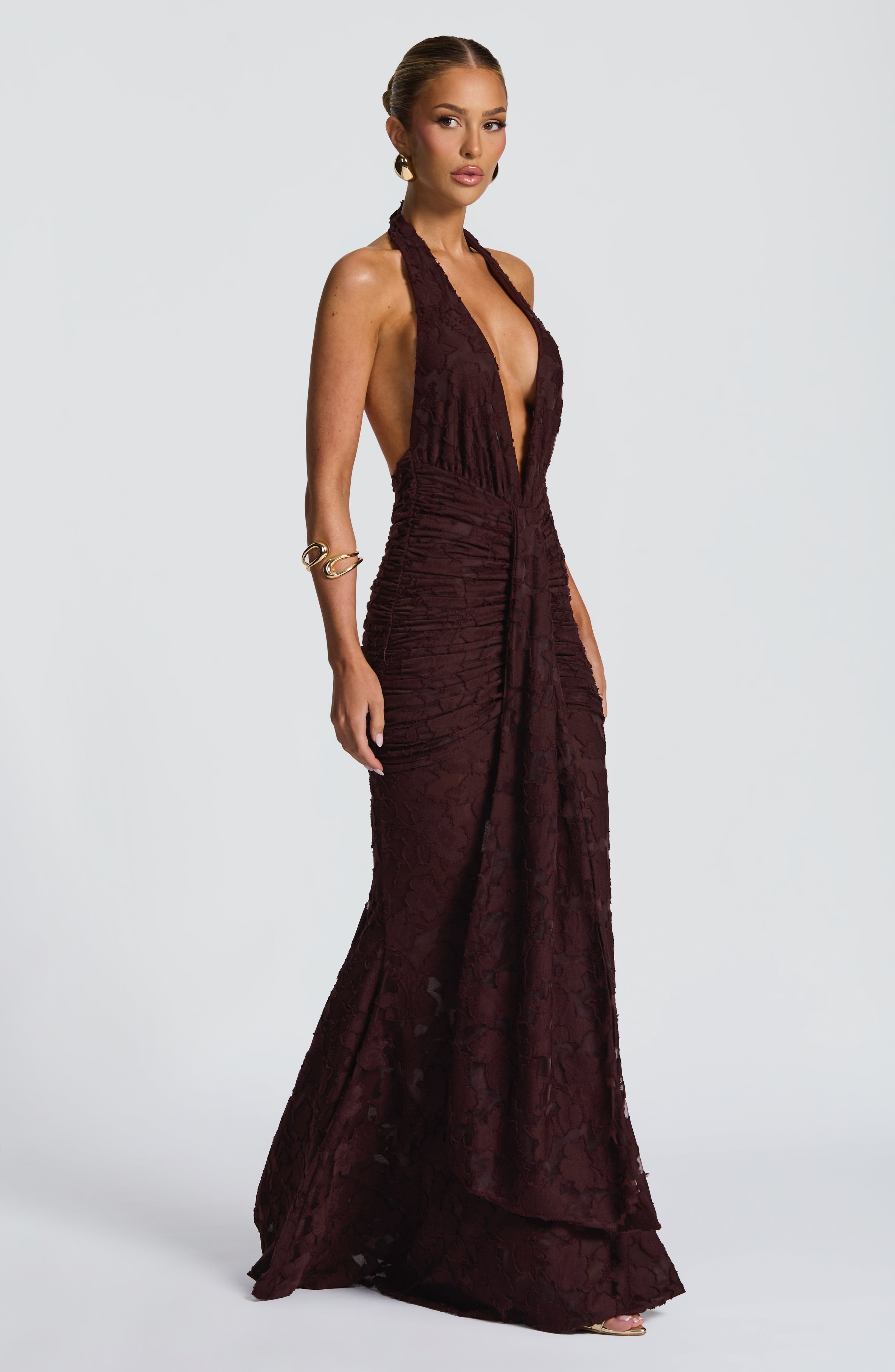 Flourenne Guinevra Maxi Dress in Plum Brown