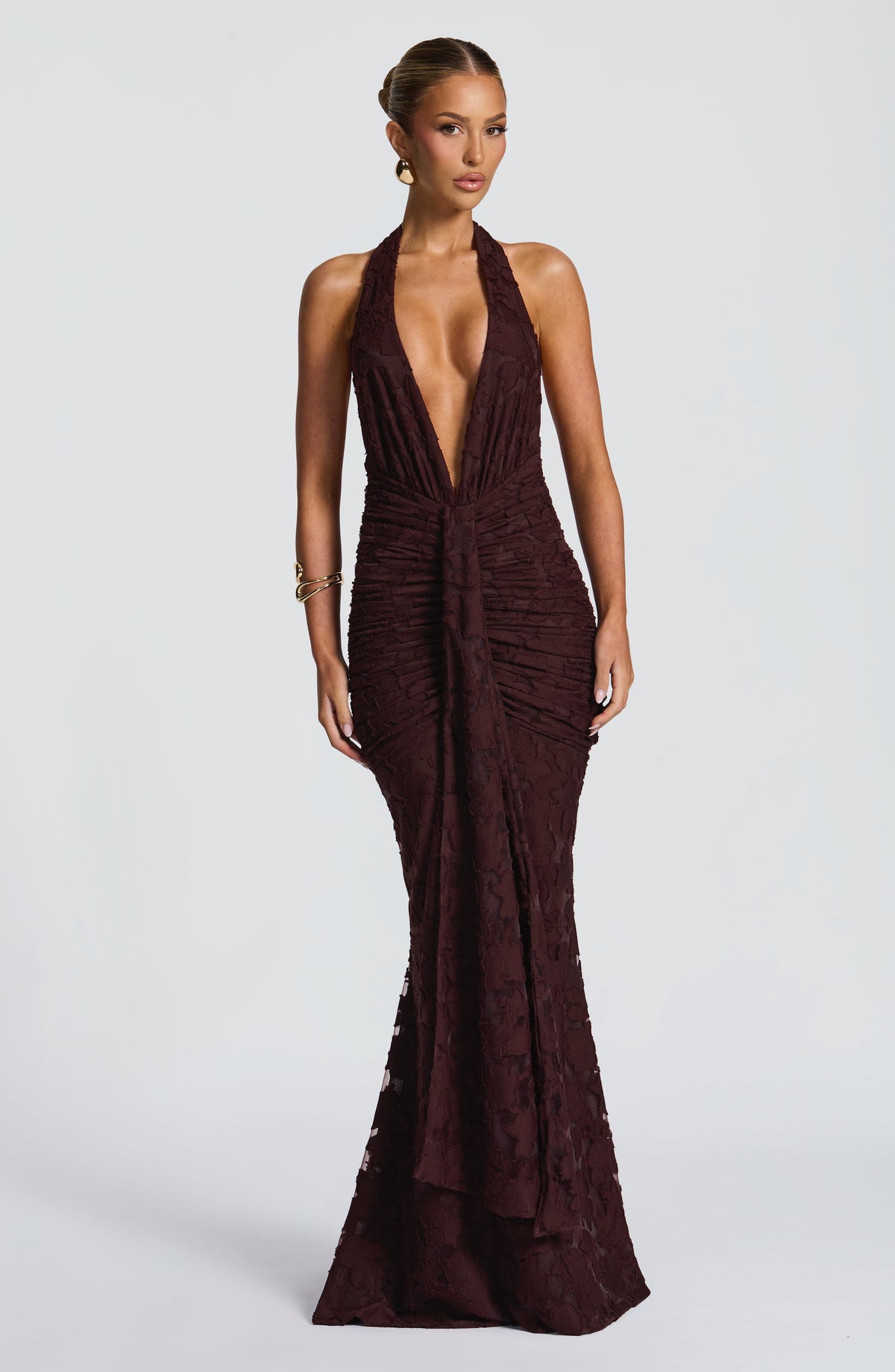 Flourenne Guinevra Maxi Dress in Plum Brown