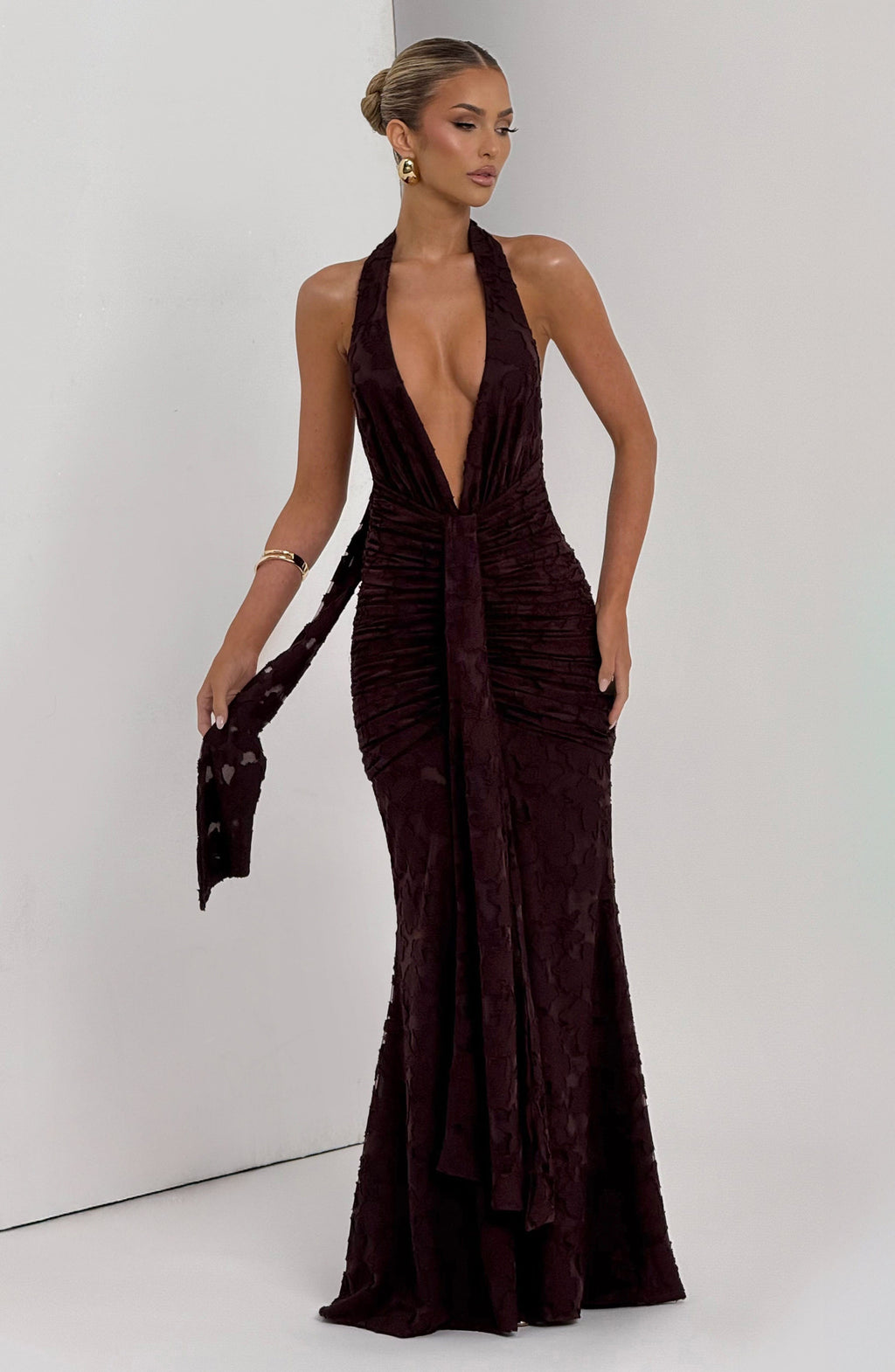 Flourenne Guinevra Maxi Dress in Plum Brown