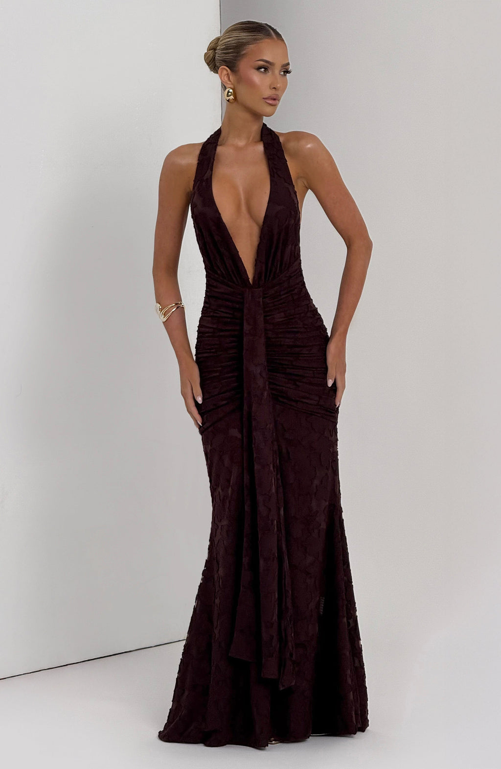 Flourenne Guinevra Maxi Dress in Plum Brown
