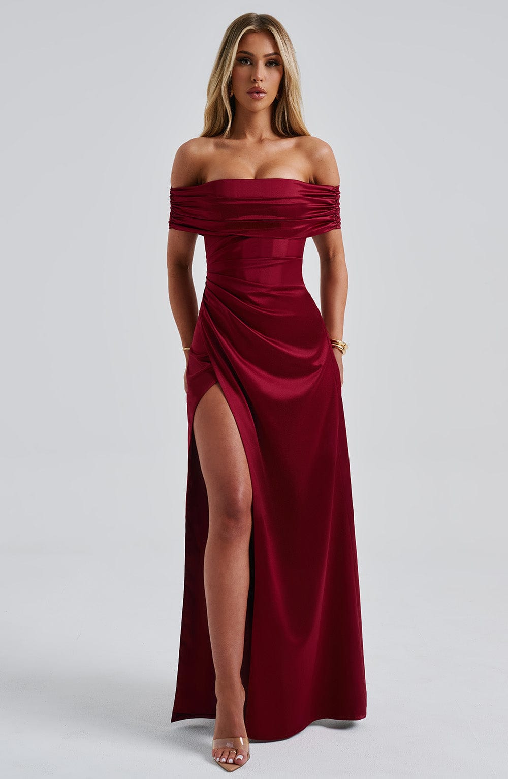 Flourenne Gwendolina Maxi Dress in Burgundy