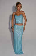 Flourenne Halia Maxi Skirt in Aqua