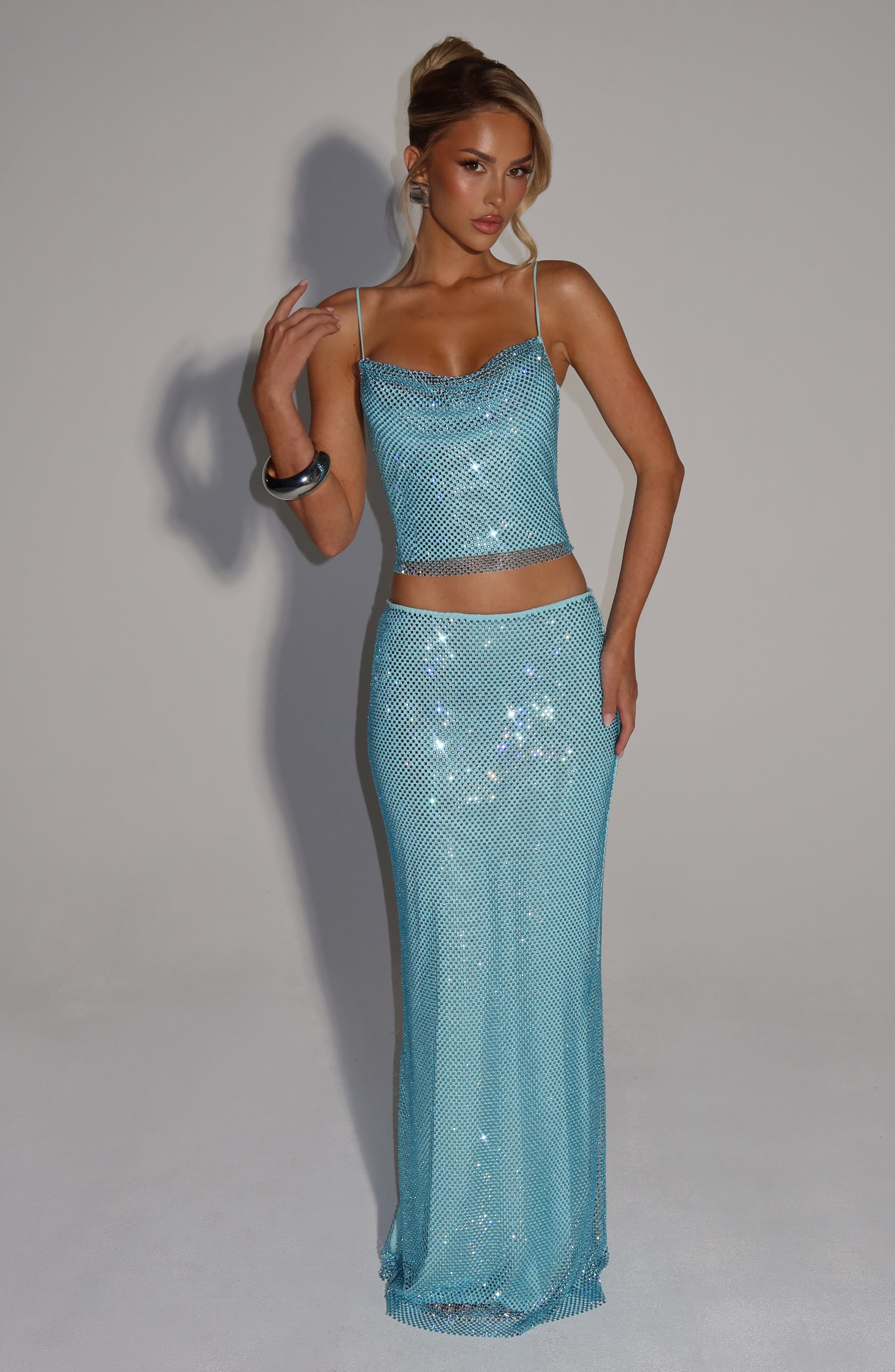 Flourenne Halia Maxi Skirt in Aqua