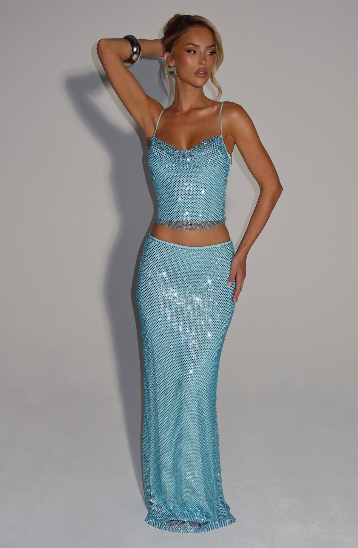 Flourenne Halia Maxi Skirt in Aqua