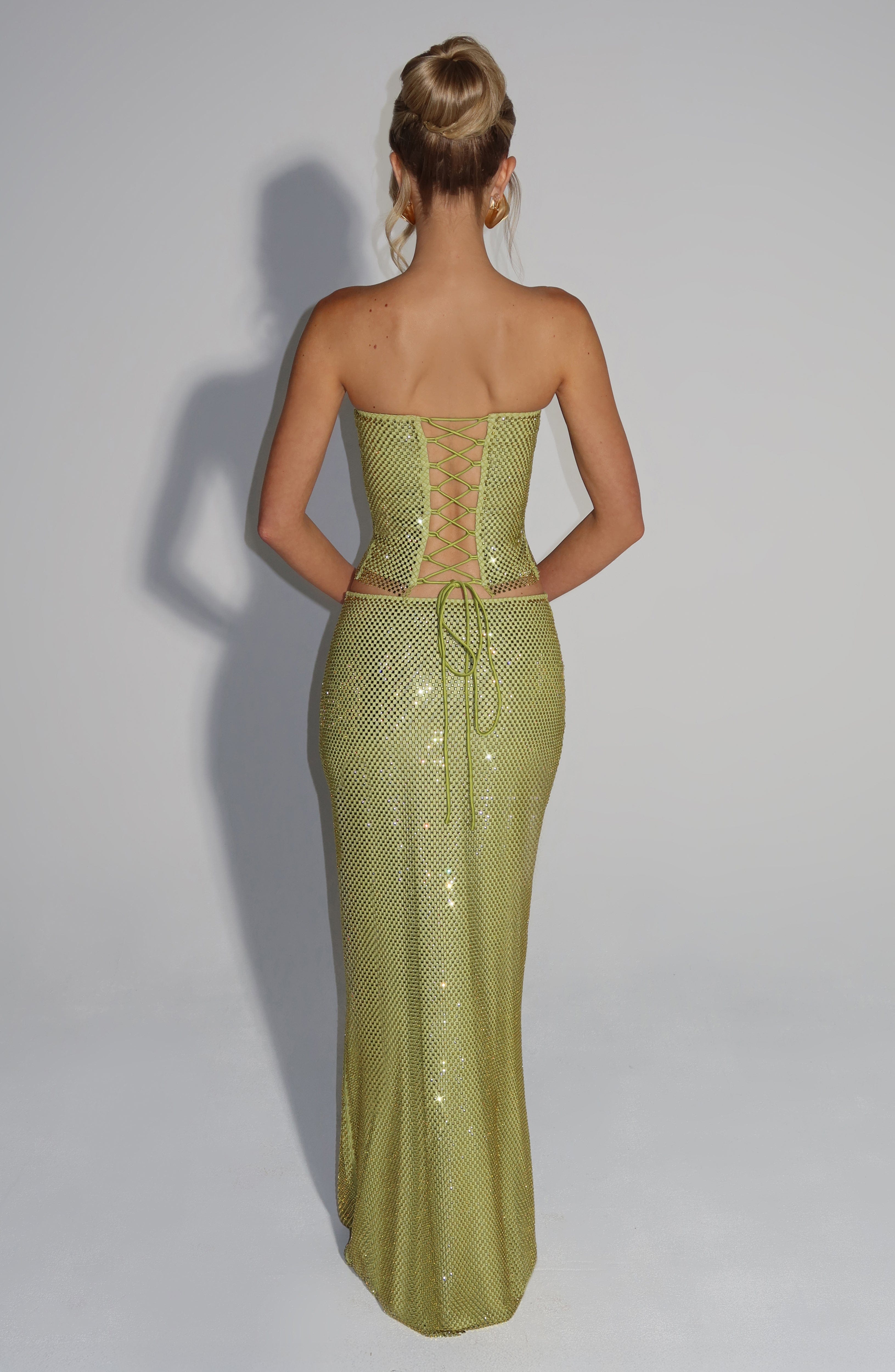 Flourenne Halia Maxi Skirt in Olive
