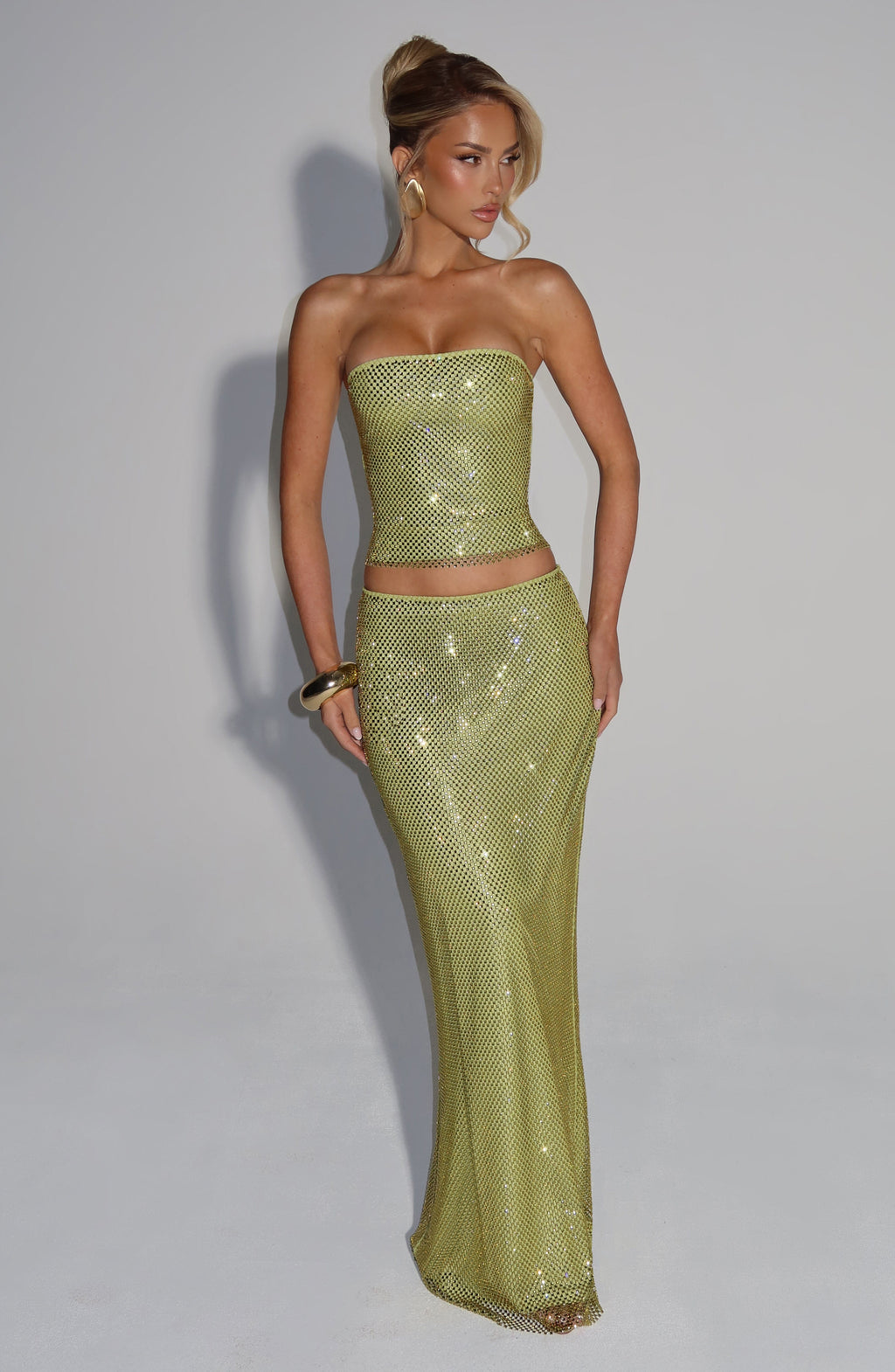 Flourenne Halia Maxi Skirt in Olive