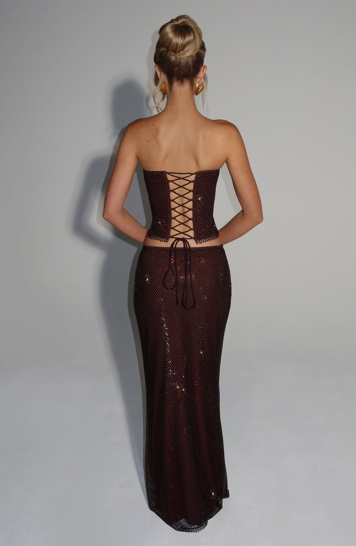 Flourenne Halia Maxi Skirt in Plum Brown