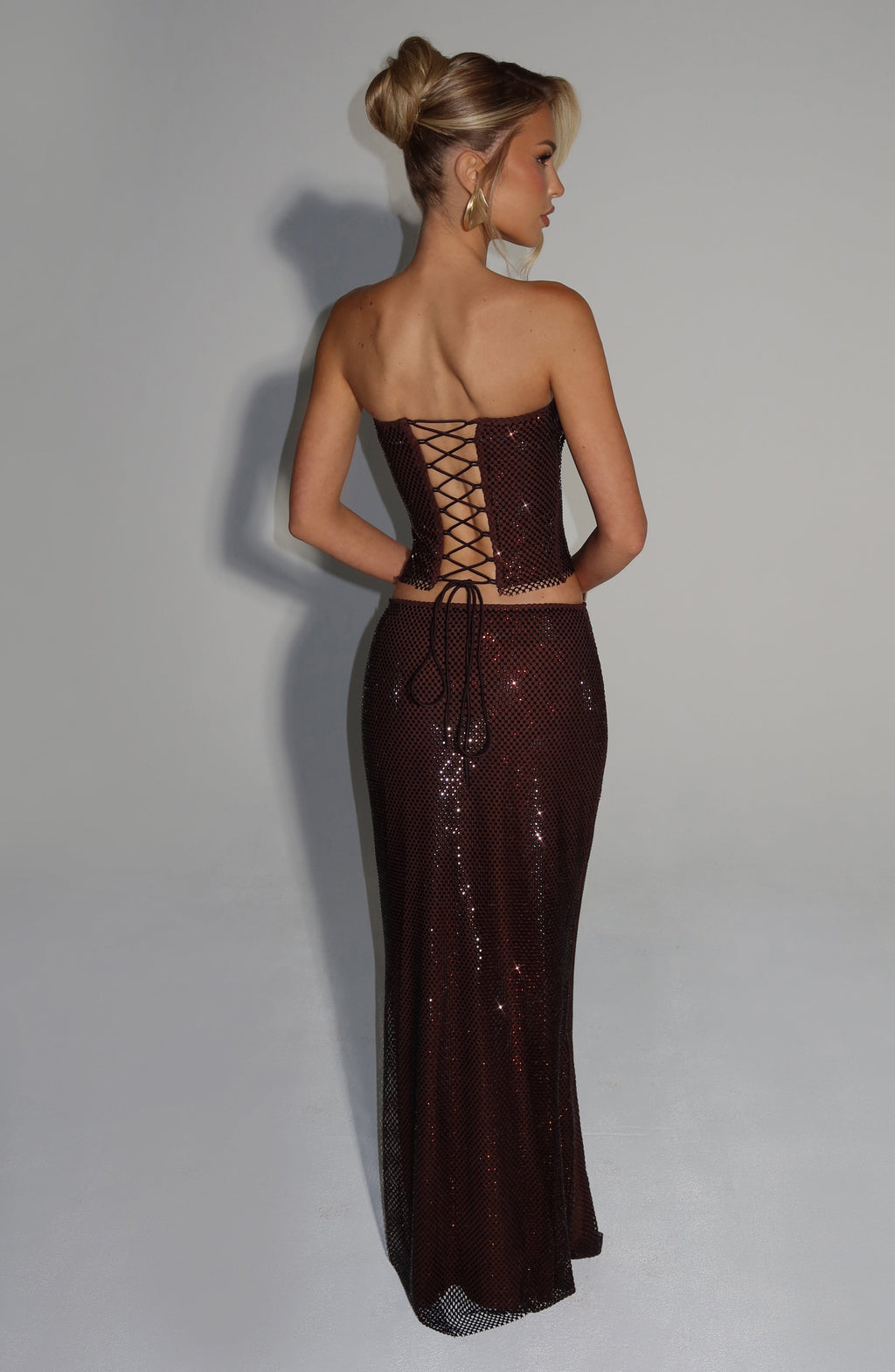 Flourenne Halia Maxi Skirt in Plum Brown