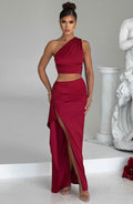Flourenne Halsea Maxi Skirt in Wine