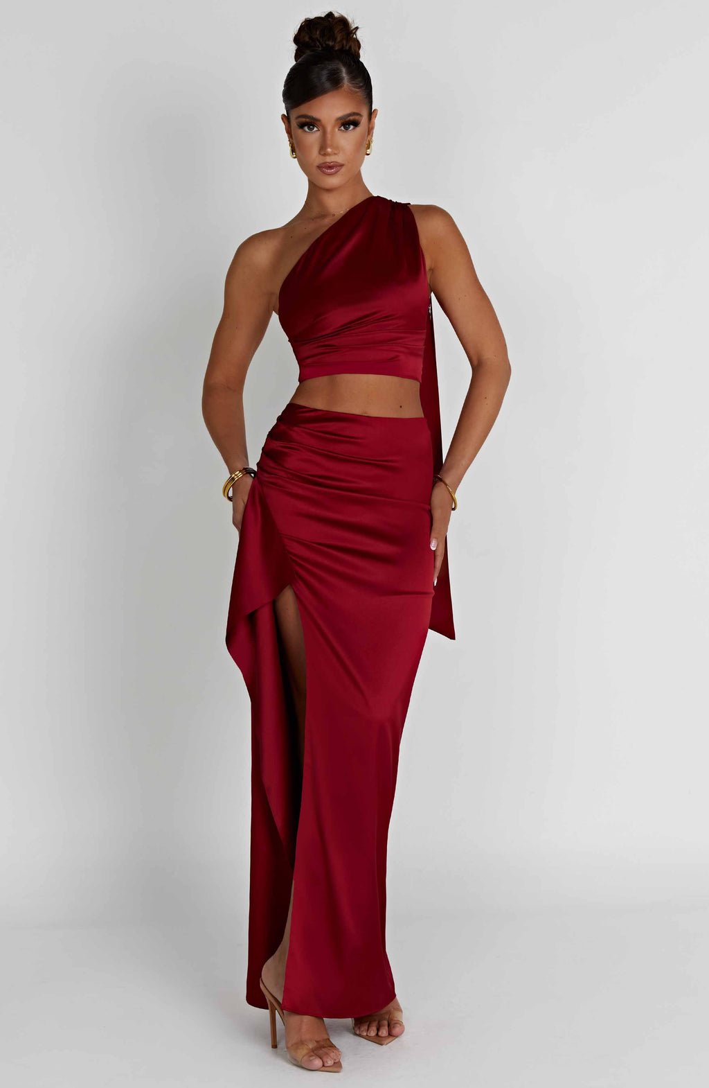 Flourenne Halsea Maxi Skirt in Wine