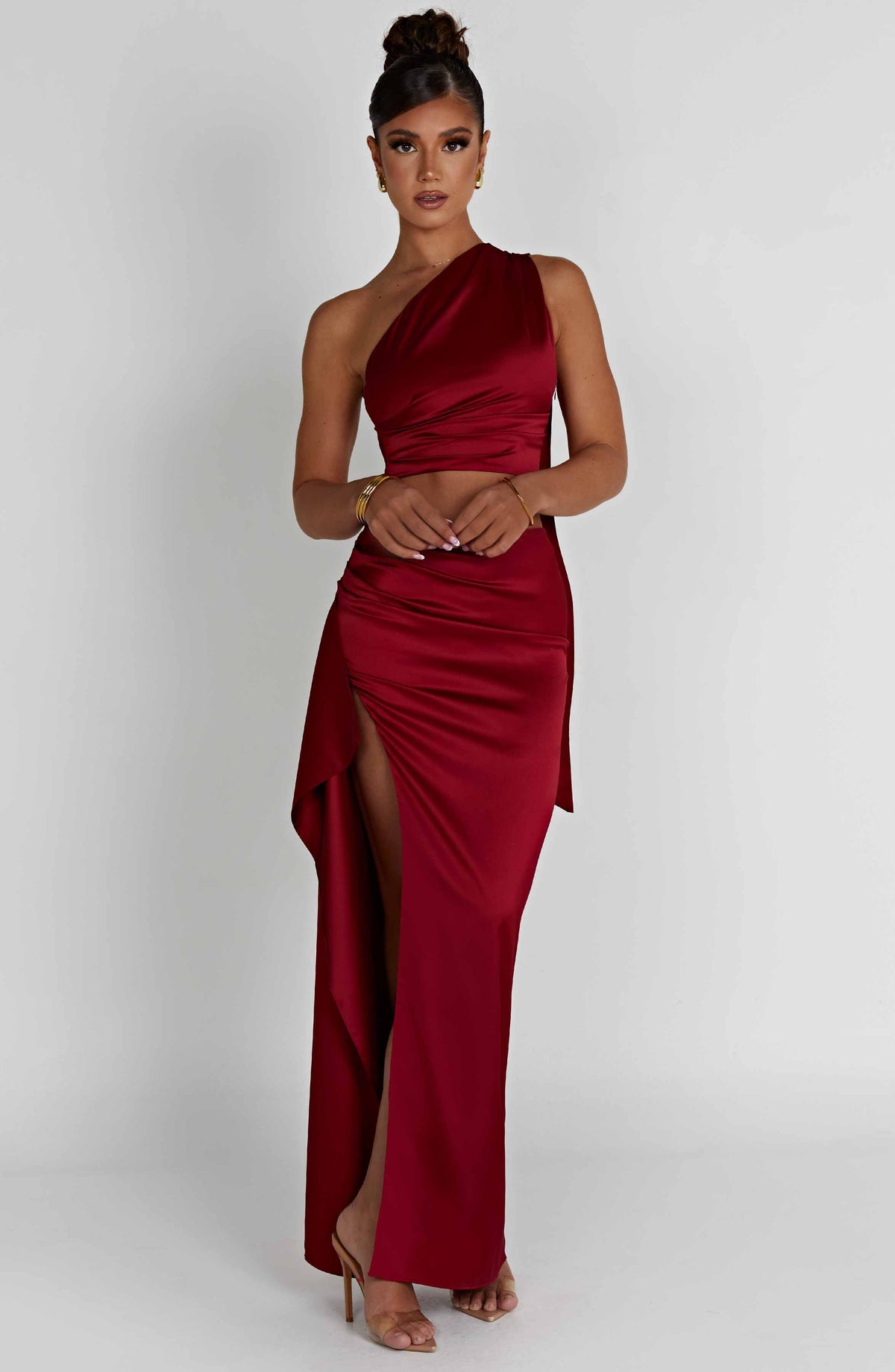Flourenne Halsea Maxi Skirt in Wine