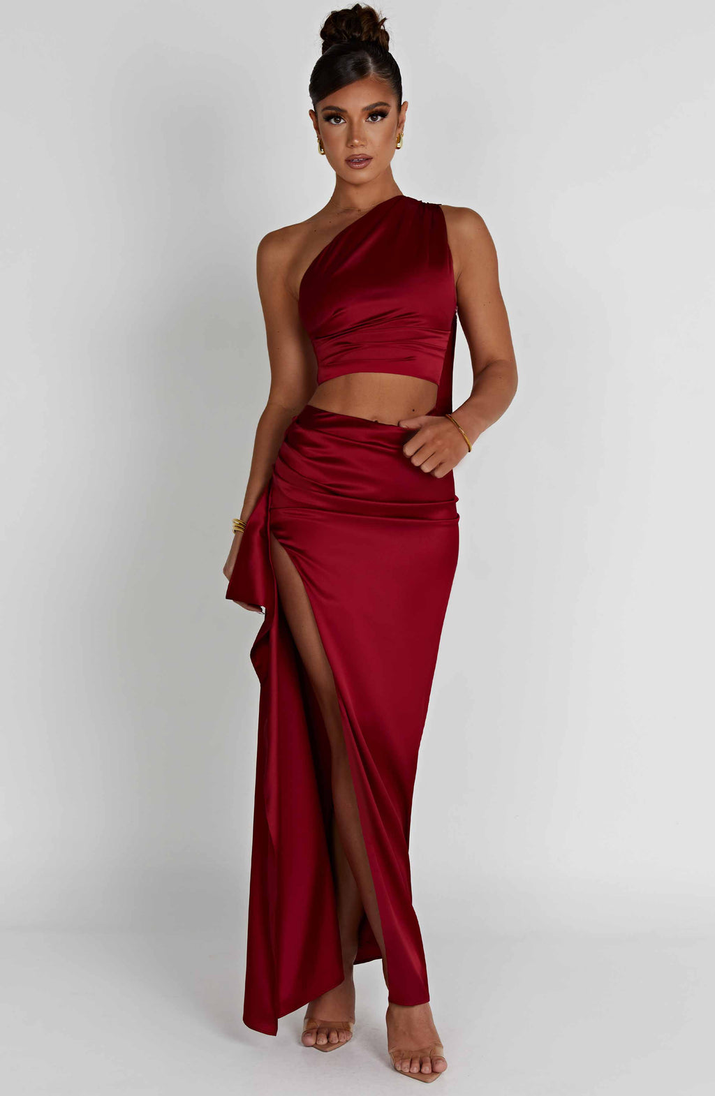 Flourenne Halsea Maxi Skirt in Wine