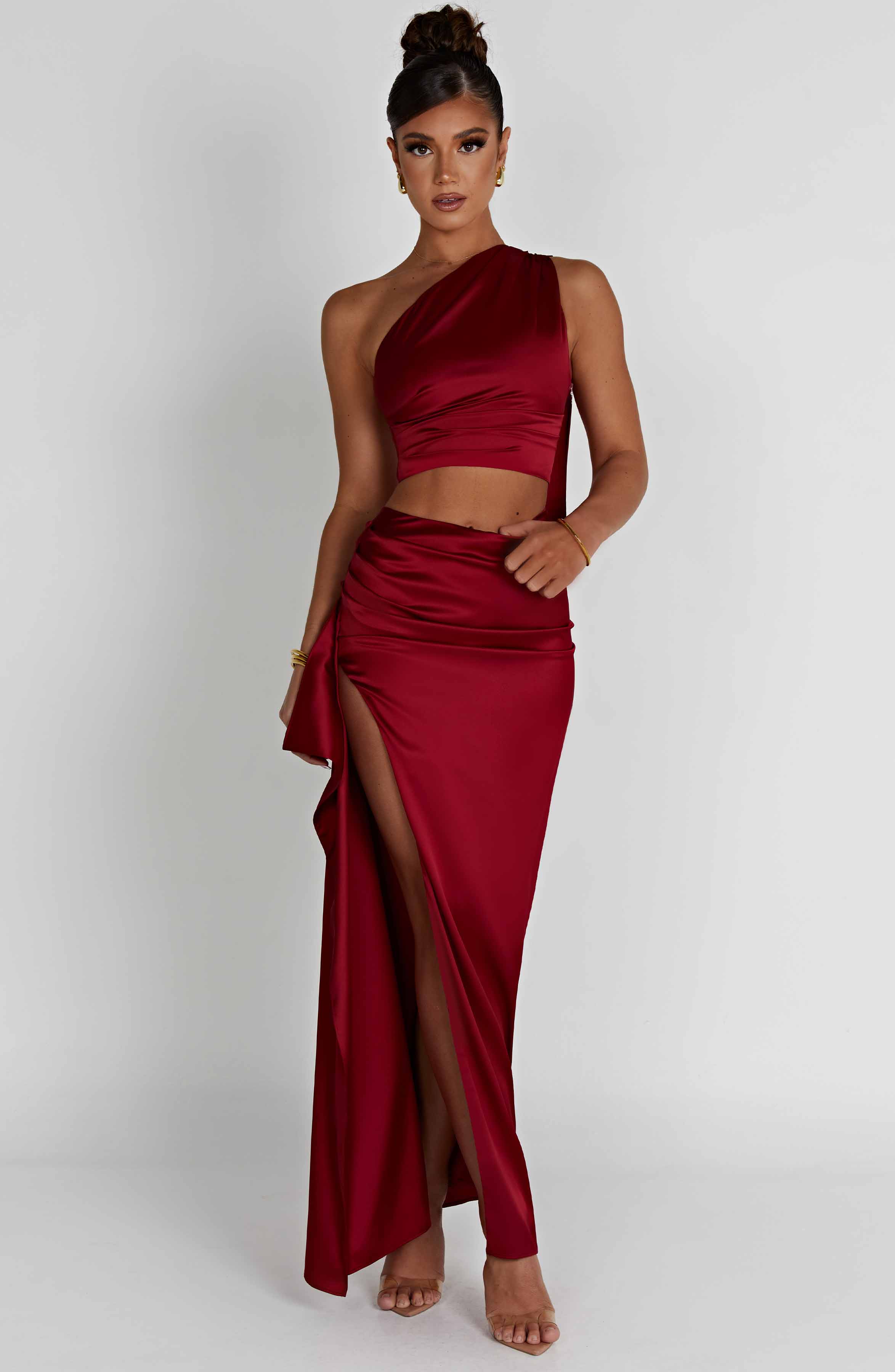 Flourenne Halsea Maxi Skirt in Wine