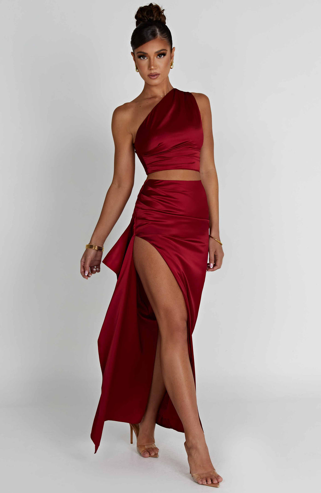 Flourenne Halsea Maxi Skirt in Wine