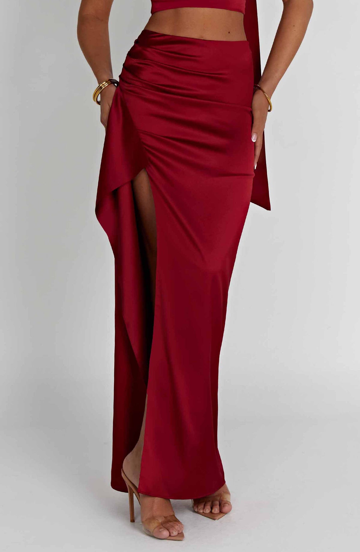 Flourenne Halsea Maxi Skirt in Wine