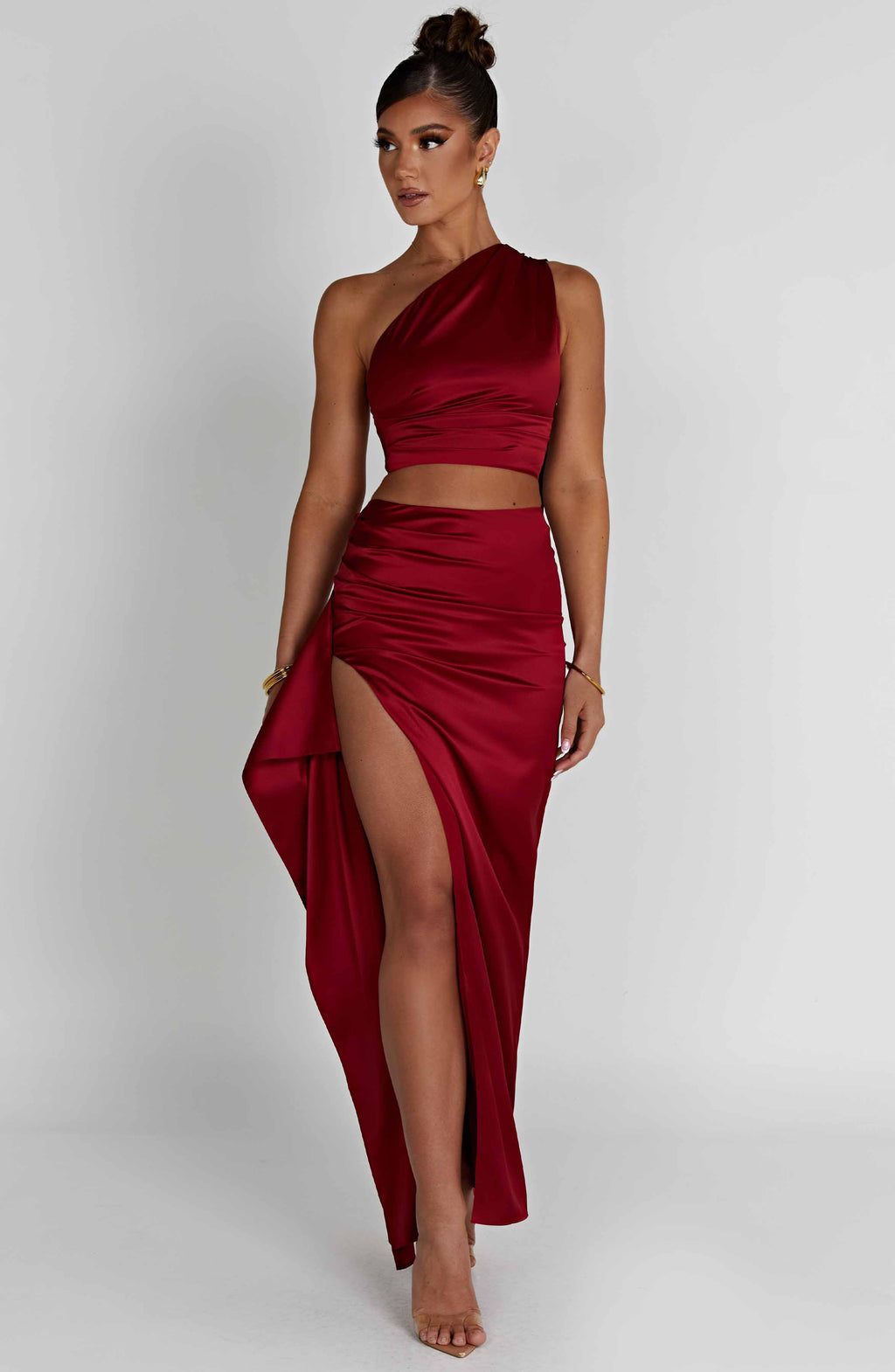 Flourenne Halsea Maxi Skirt in Wine
