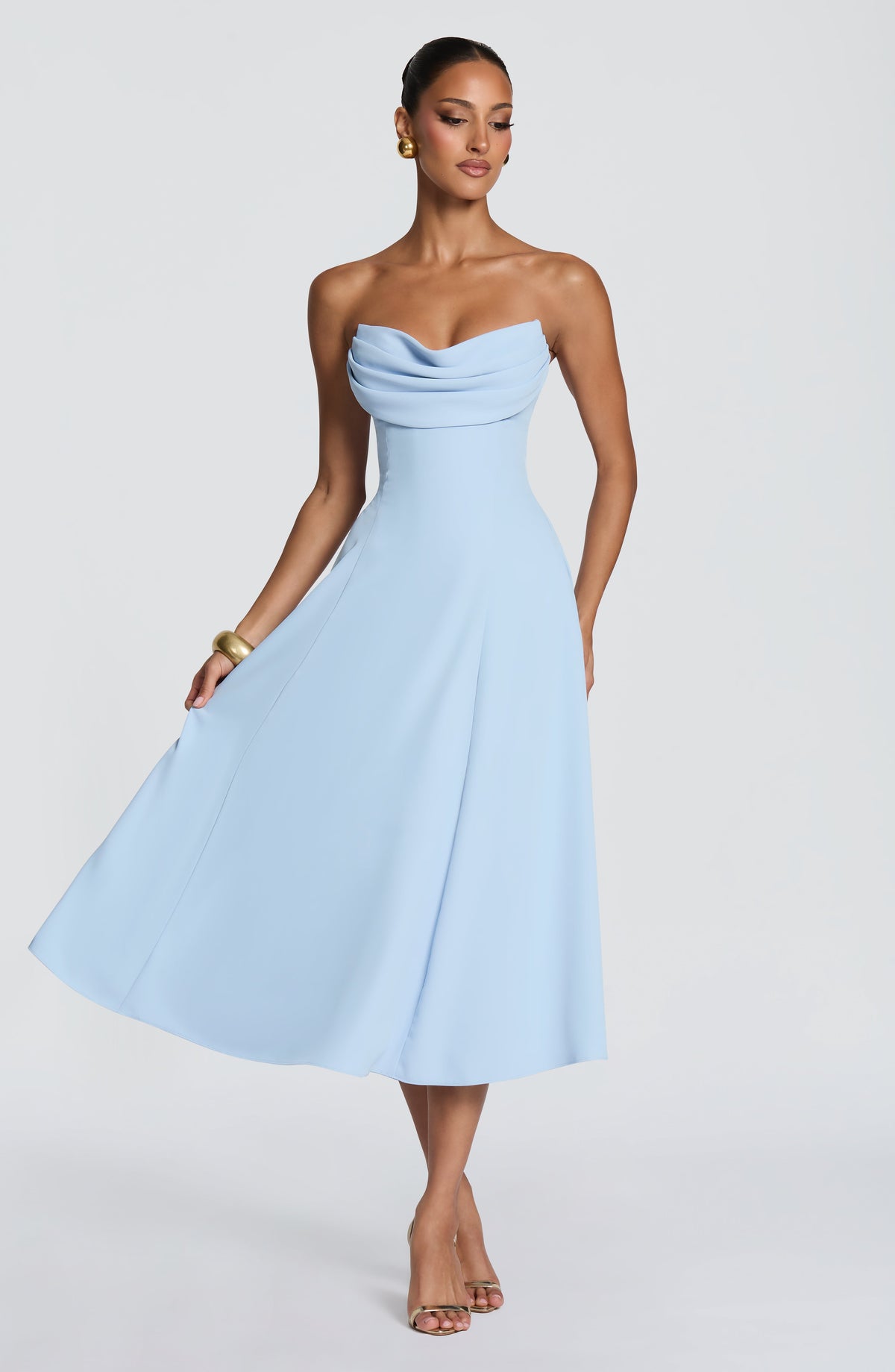 Flourenne Harlowe Midi Dress in Glacier Blue
