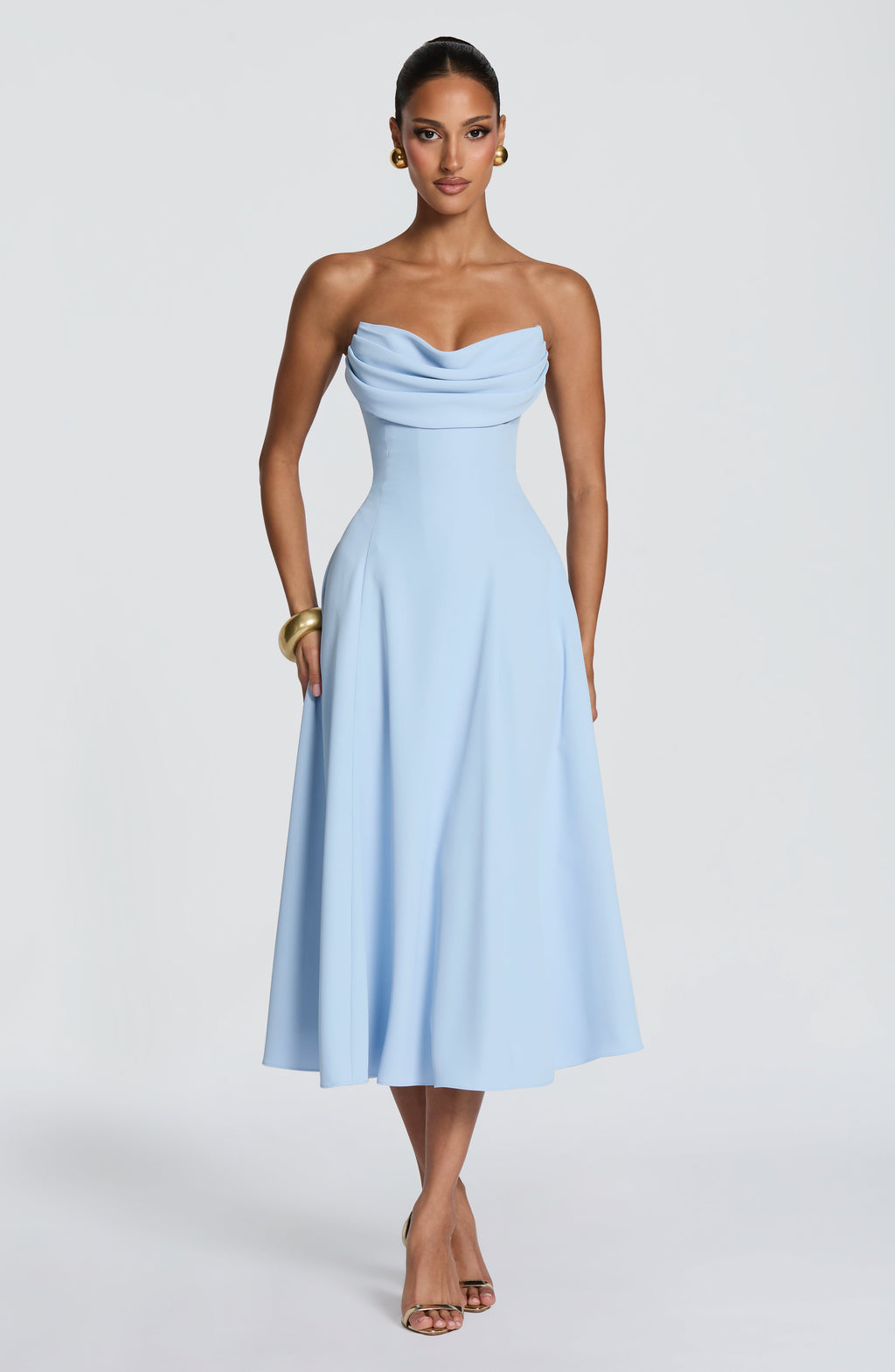 Flourenne Harlowe Midi Dress in Glacier Blue